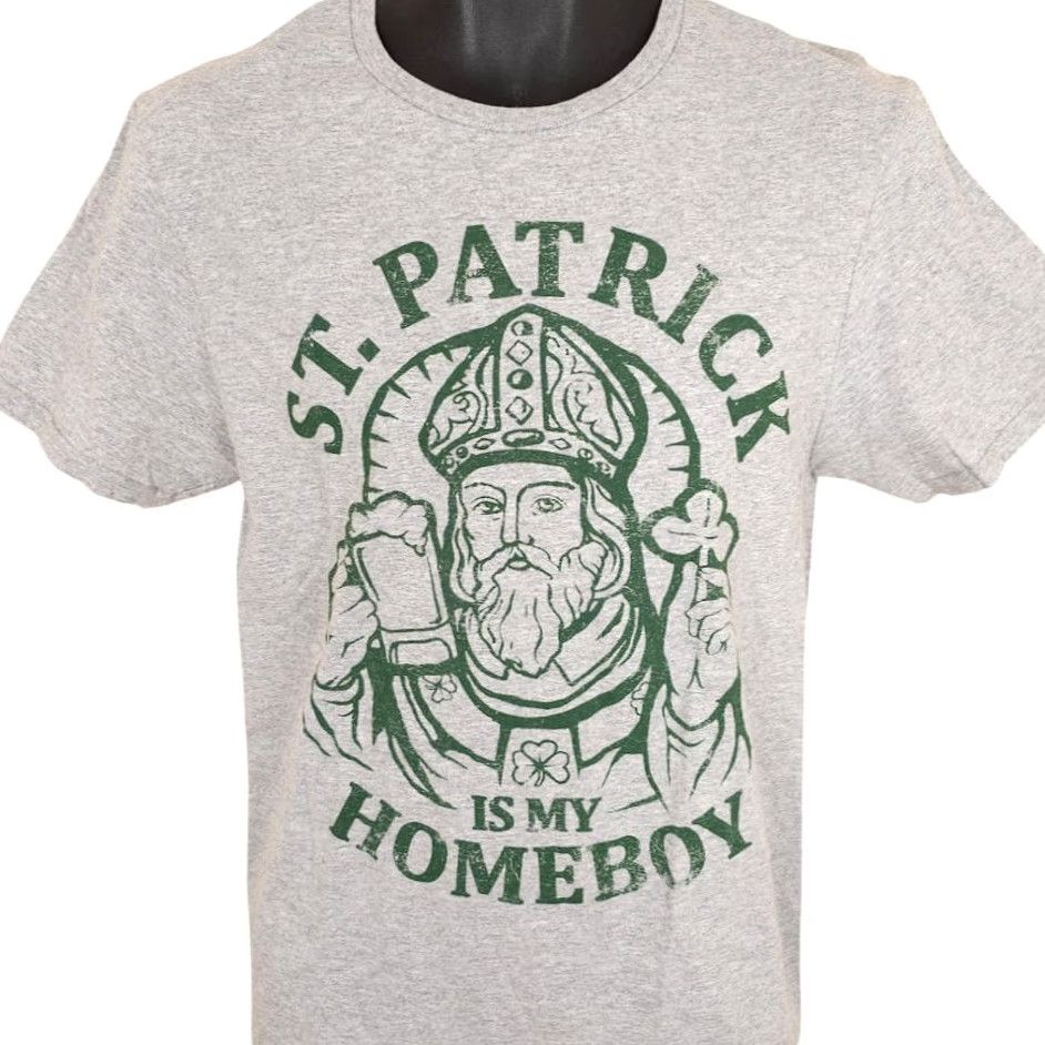 Vintage St Patricks Day T Shirt Mens Size Small Gray My Homeboy Paddys Beer Irish Fifth Sun Shirt Mens Small Gray Beer Holiday Humor Size US S / EU 44-46 / 1 - 2 Thumbnail