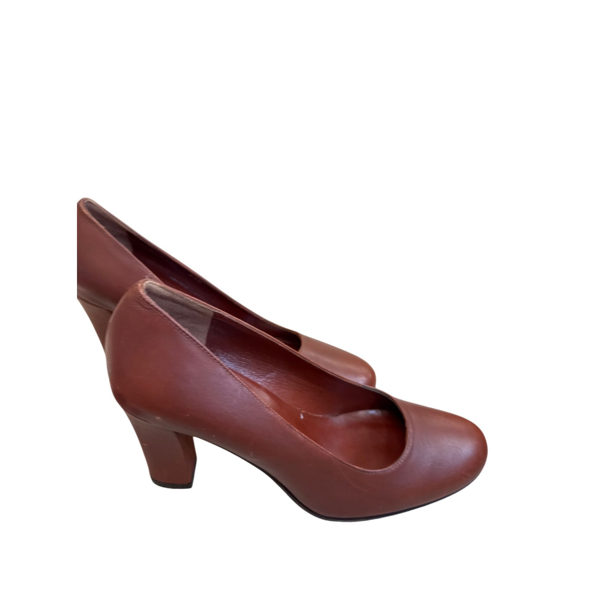 Ralph Lauren Ralph Lauren Womens Red 3" Block Heels Leather Slip-On Shoes Size US 5.5 / IT 35.5 - 5 Thumbnail