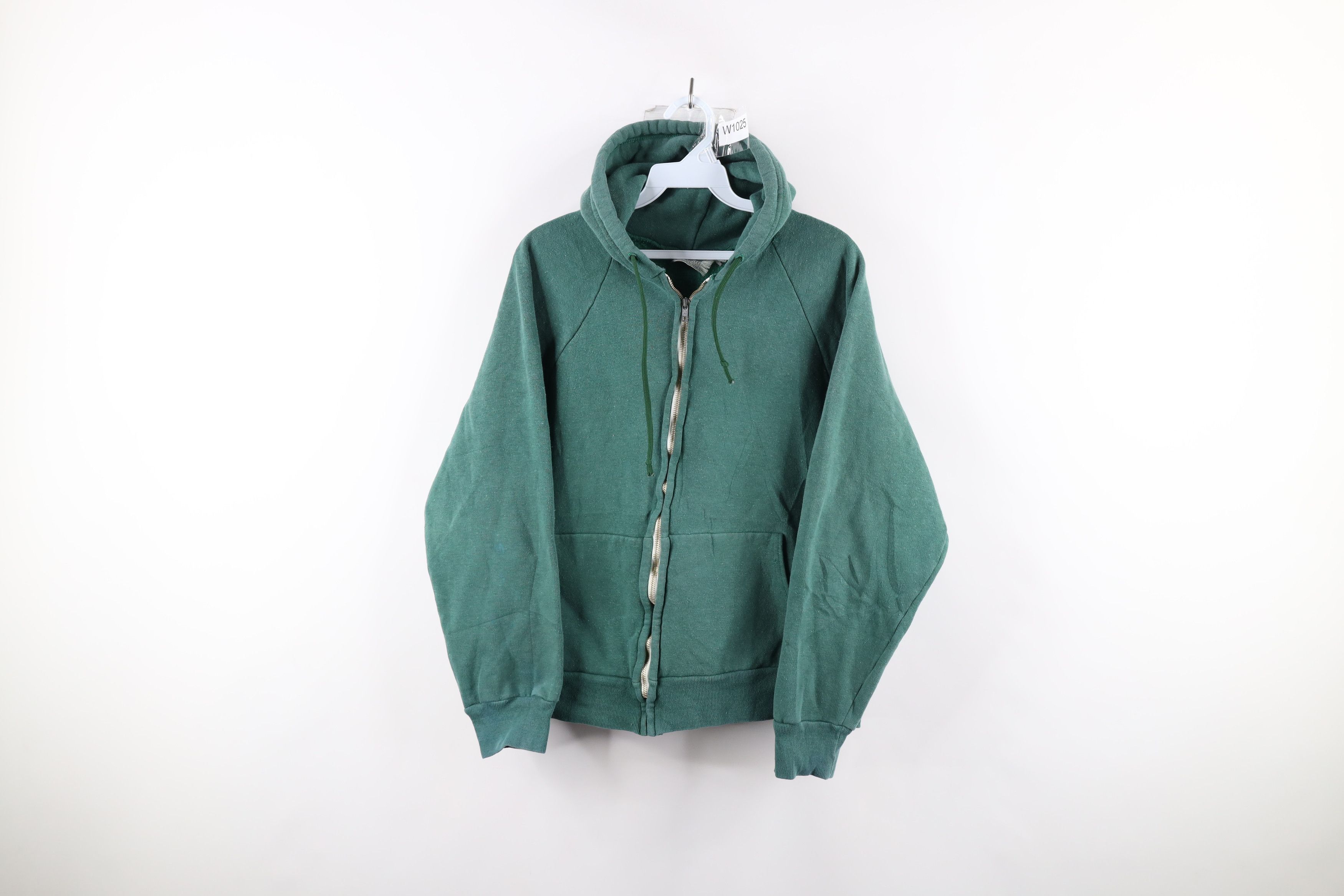 Vintage Vintage 60s 70s Streetwear Full Zip Hoodie Sweatshirt Green Size US L / EU 52-54 / 3 - 1 Thumbnail