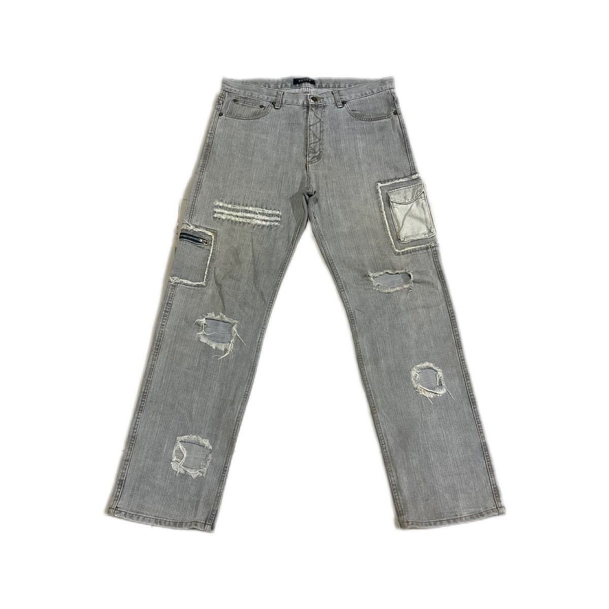 🔥Sick Y2K Trnca Patchwork Baggy Denim Distressed