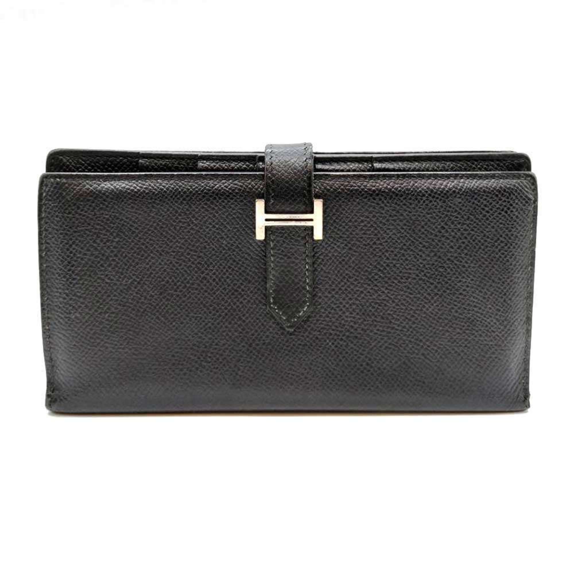 Hermes Hermes Hermès Bearn Soufflet Long Wallet in Dark Gray Epsom Leather Size ONE SIZE - 1 Thumbnail