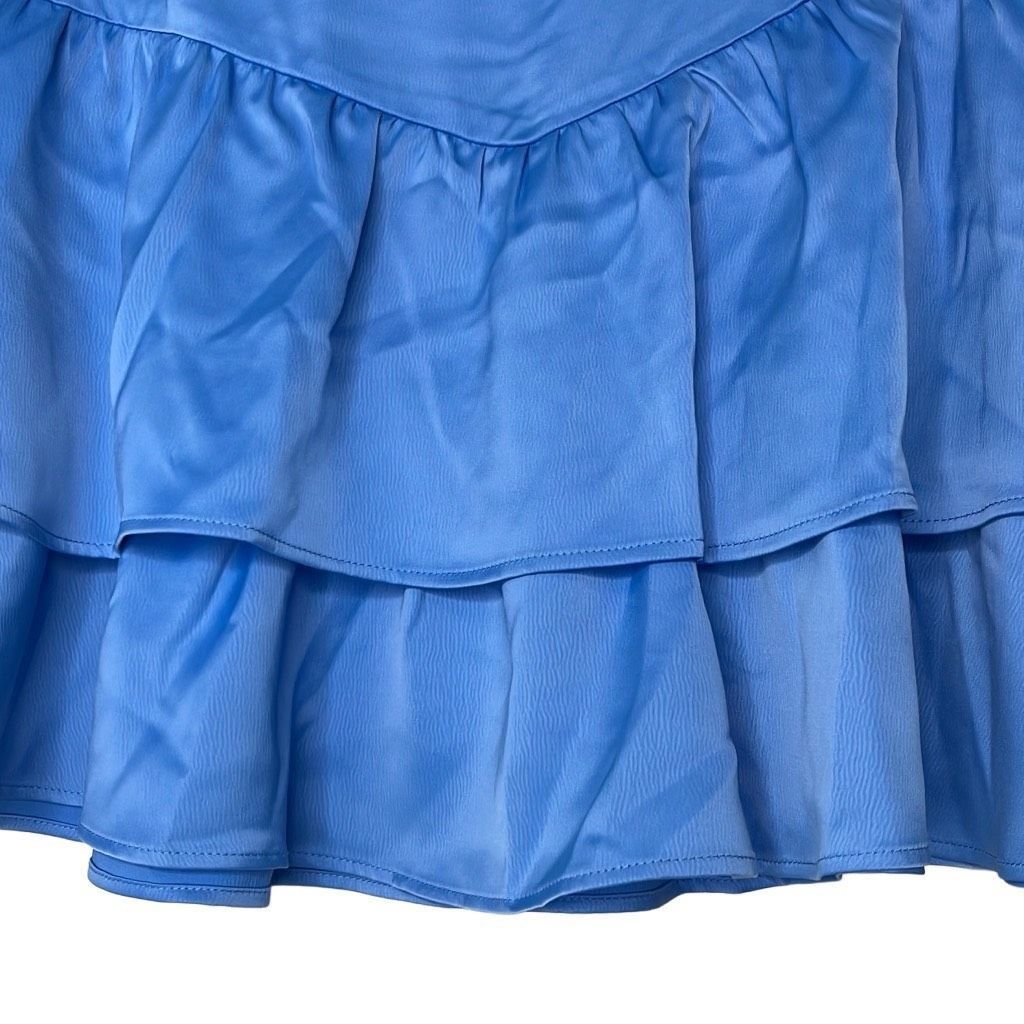 Other Something New Womens Size XL Tiered Mini Skirt Blue Zip Clos Size 32" / US 10 / IT 46 - 4 Thumbnail