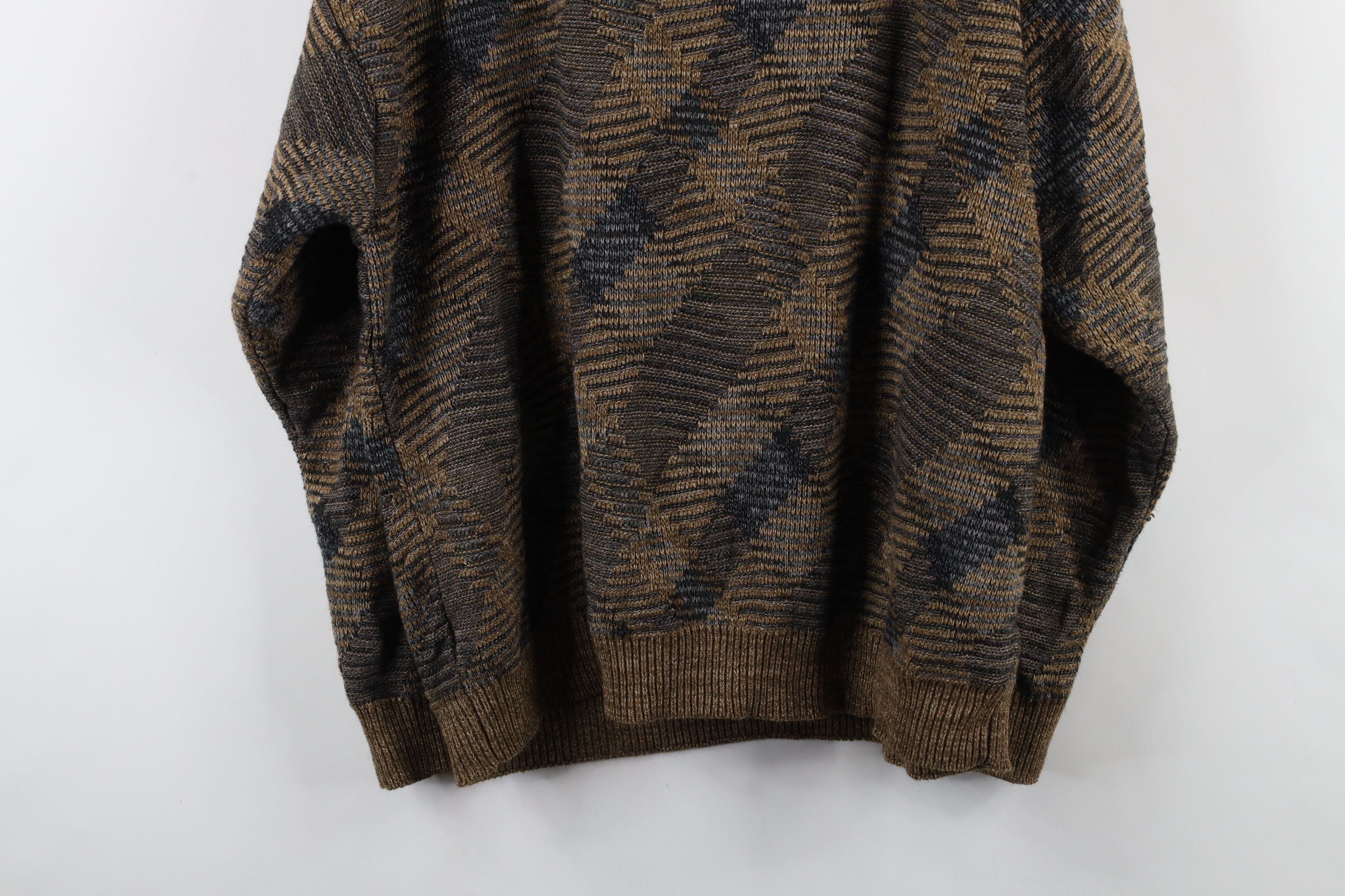Vintage Vintage 90s Streetwear Tone Argyle Knit Crewneck Sweater Size US XXL / EU 58 / 5 - 10 Thumbnail