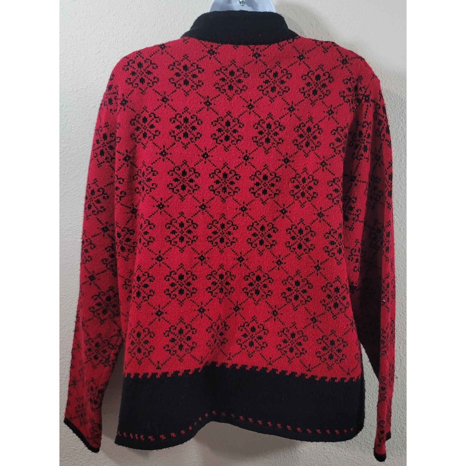 Other VTG JM Collection Black Red Embroidered Floral Sweater Large Size L / US 10 / IT 46 - 3 Thumbnail