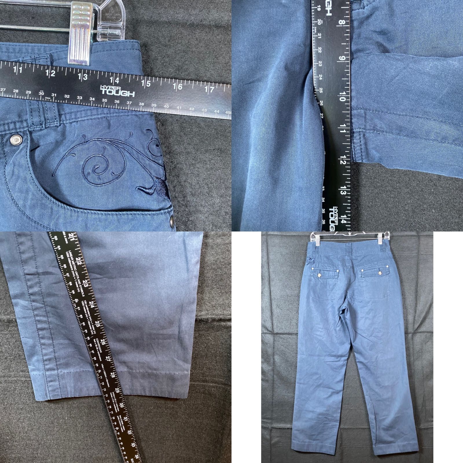 Vintage Cabelas Womens Pants Blue Embroidered Straight Leg Mid Rise Stretch 6 Size 30" / US 8 / IT 44 - 8 Thumbnail