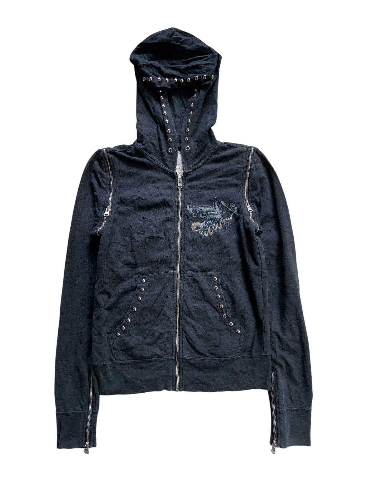 Japanese Brand LEVI'S MULTI ZIPPER PUNK SUN FADED STYLE ZIP HOOODIE Size US S / EU 44-46 / 1 - 2 Thumbnail