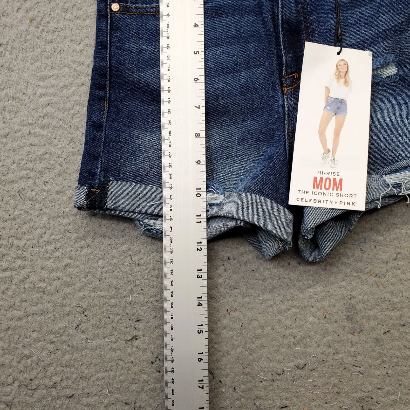 Vintage Celebrity Pink Iconic Womens 1/25 Blue High Rise Distressed Cuffed Mom Shorts, 2.25 Inseam, Denim, Pocket, 5-Pocket, Size 1, NWT, Summer Womens Shorts Size 25" / US 0 / IT 36 - 3 Thumbnail