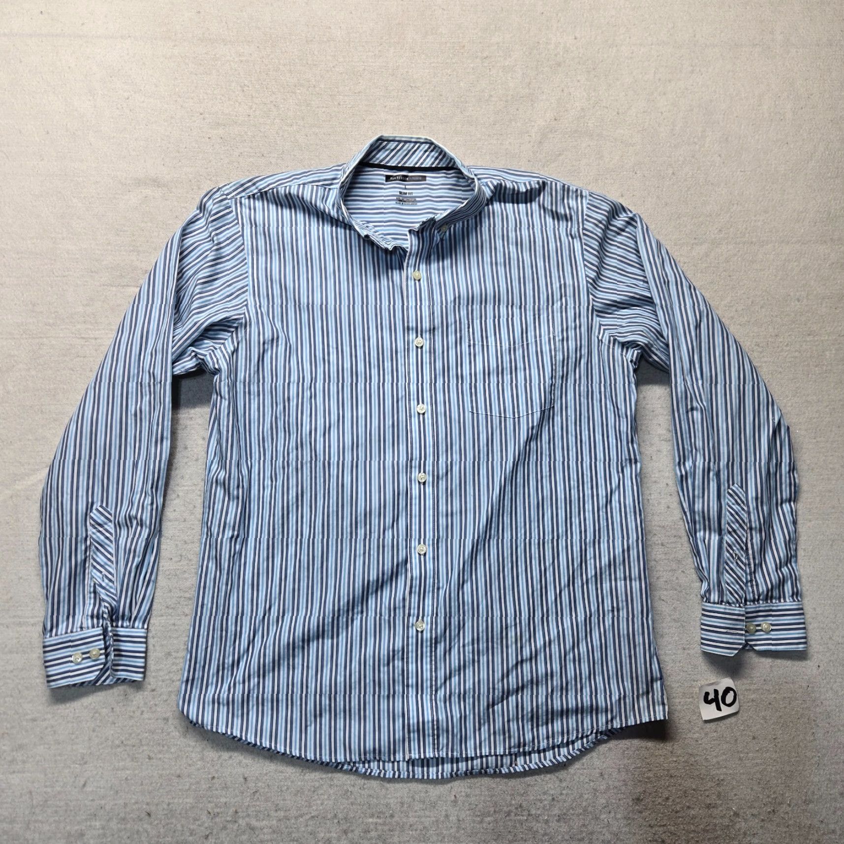 Van Heusen Van Heusen Shirt Blue Striped Slim Fit Long Sleeve Button Up Adult Men L Size US L / EU 52-54 / 3 - 2 Thumbnail