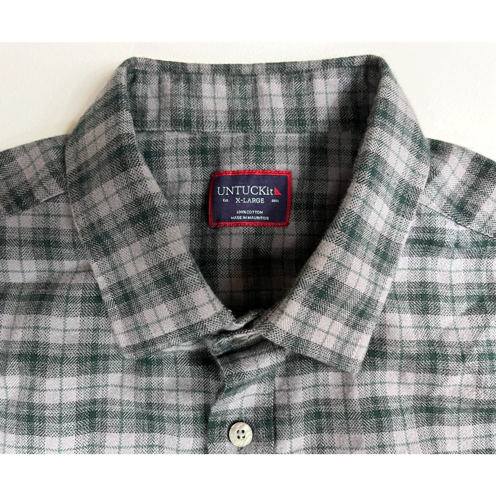 UNTUCKit UNTUCKit Parducci Button-Up Shirt Plaid XL Gray Cotton Long Sleeve Mens Size US XL / EU 56 / 4 - 6 Thumbnail