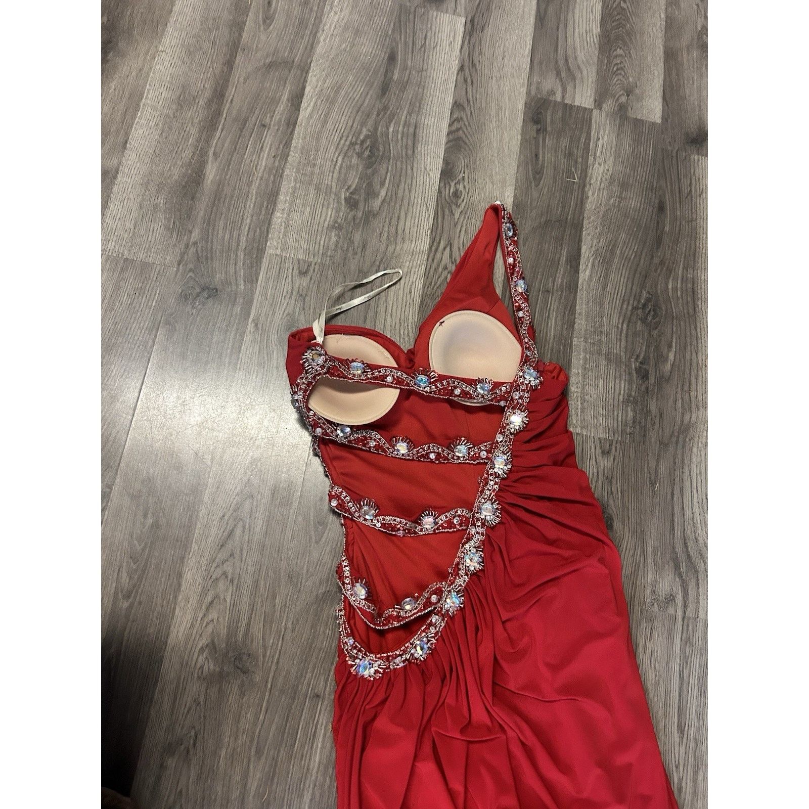 Other J asz Couture size 4 red Strappy Open Side & back Gem Dress Size S / US 4 / IT 40 - 6 Thumbnail