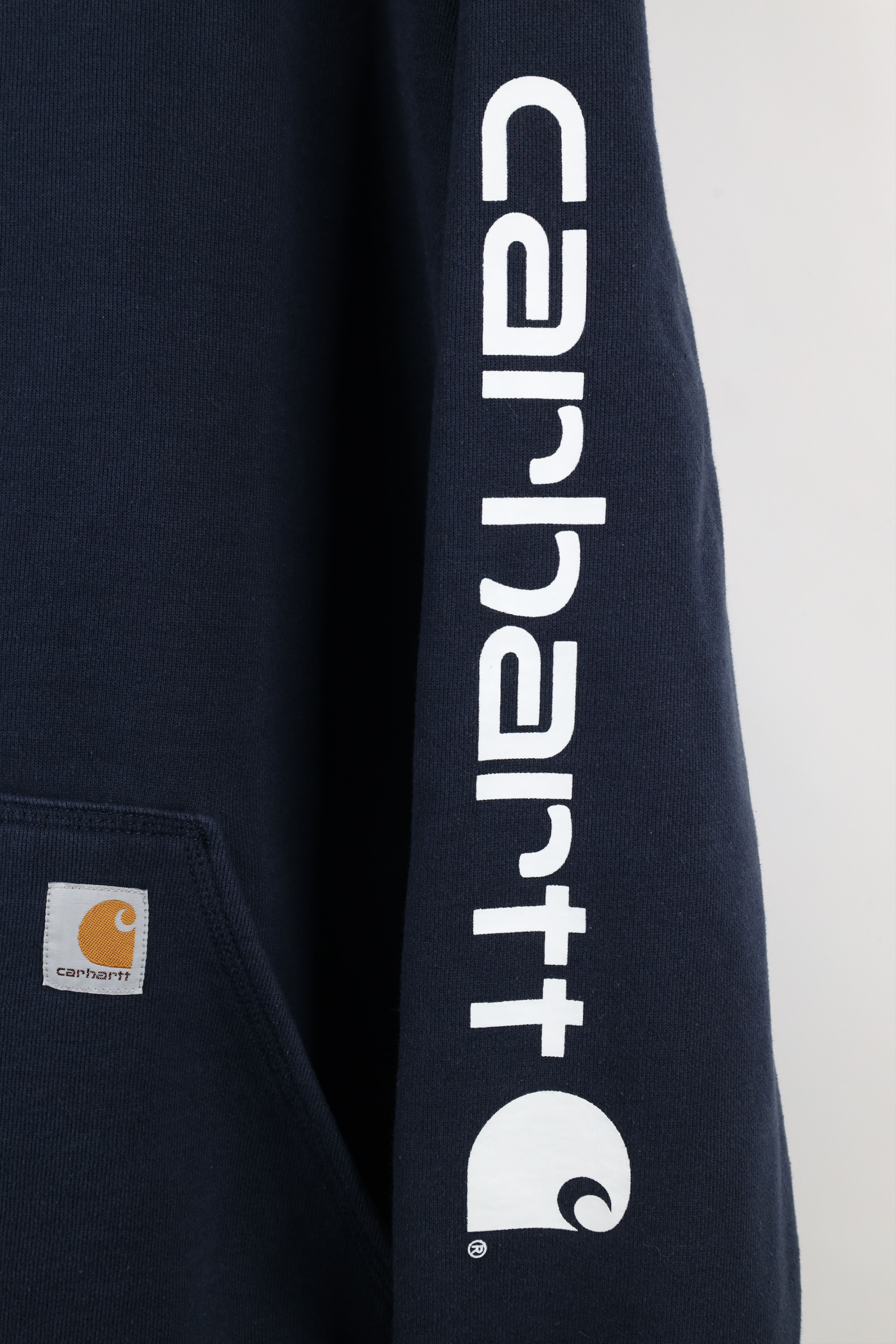 Carhartt × Vintage Vintage Carhartt Spell Heavyweight Hoodie Sweatshirt Blue Size US XL / EU 56 / 4 - 4 Thumbnail