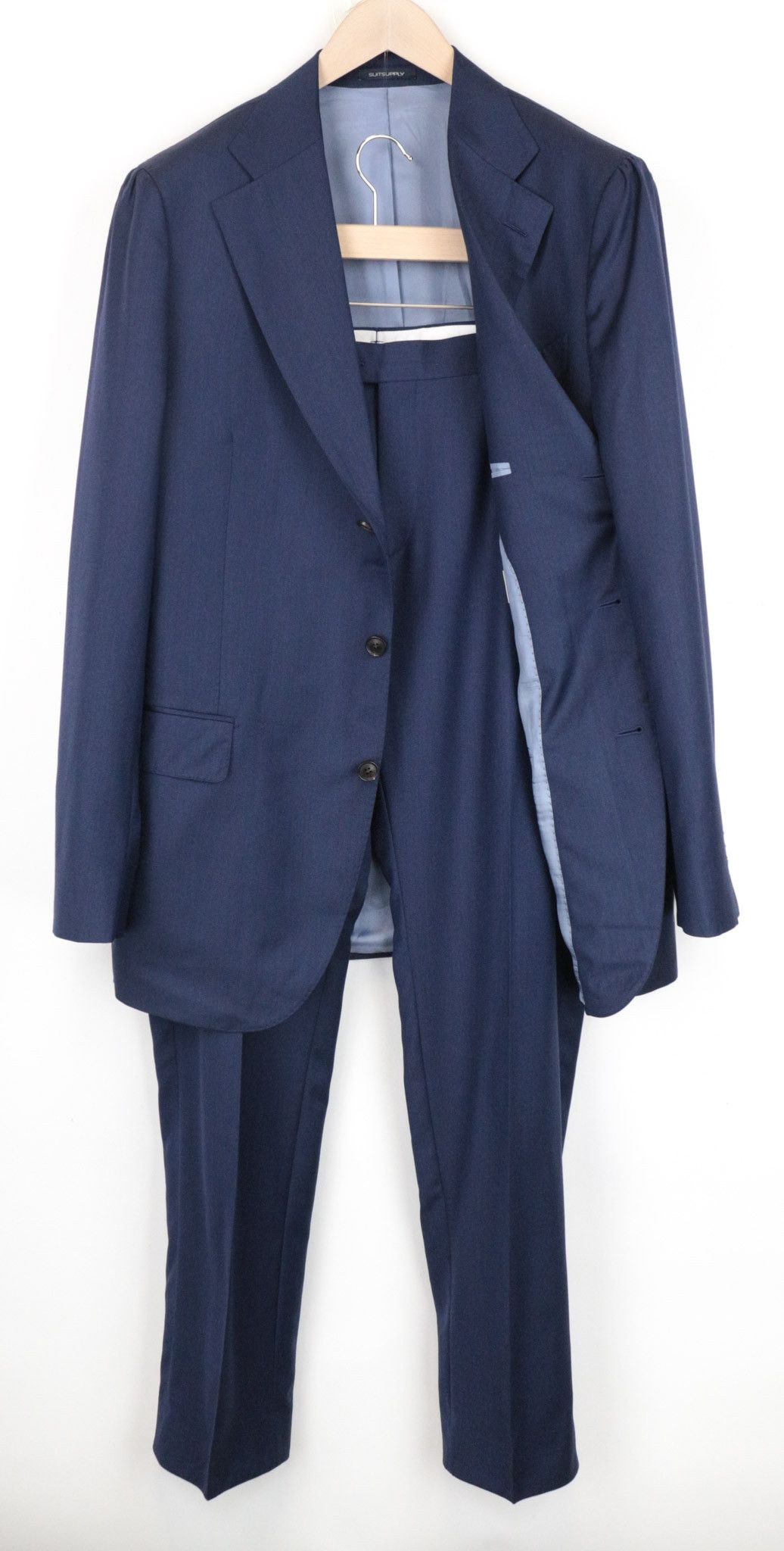 LA SPALLA UK48L Wool Blue Suit 68286