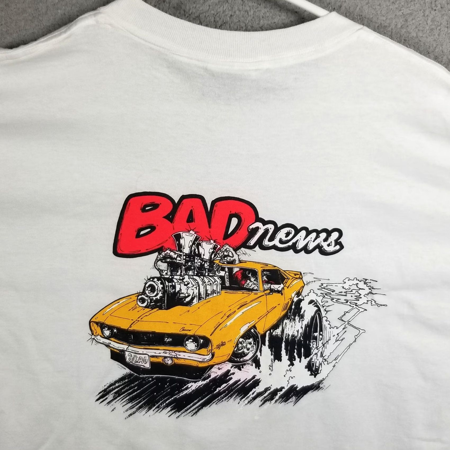 Vintage Vtg Sunrise Design Hawaii Muscle Car USA Made Single Stitch Men’s Size XL Shirt White Graphic Print Back Bad News Car Size US XL / EU 56 / 4 - 2 Thumbnail