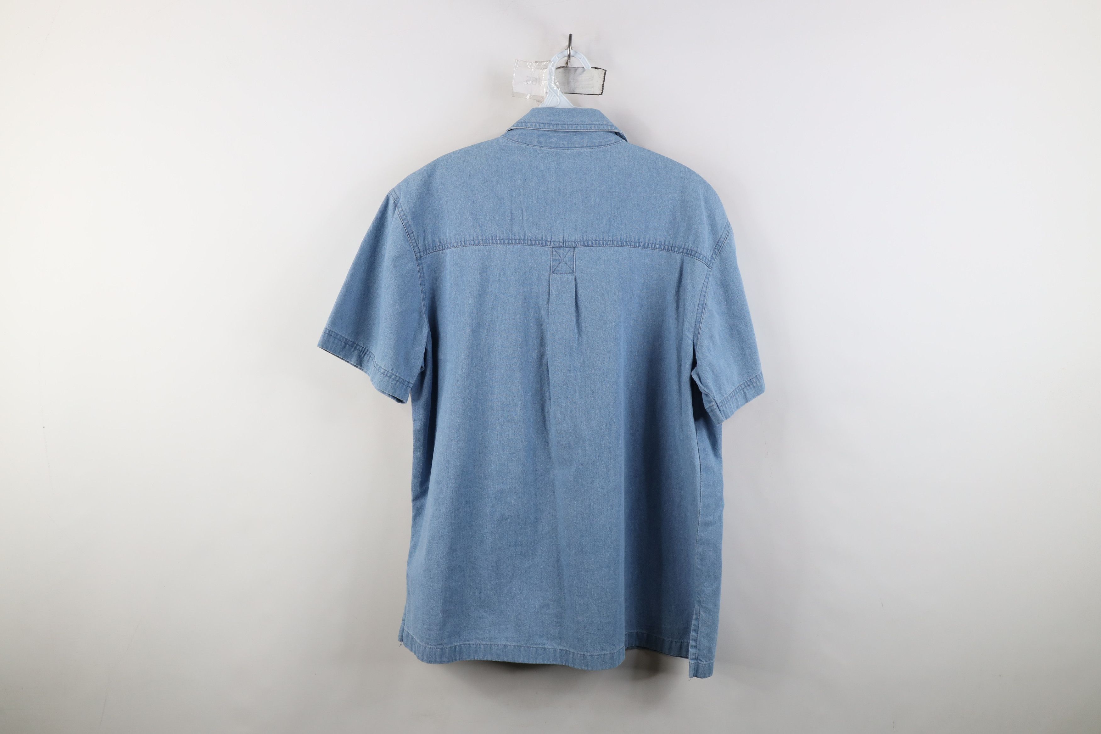 Vintage Vintage 90s Streetwear Short Sleeve Denim Button Shirt Size L / US 10 / IT 46 - 10 Thumbnail