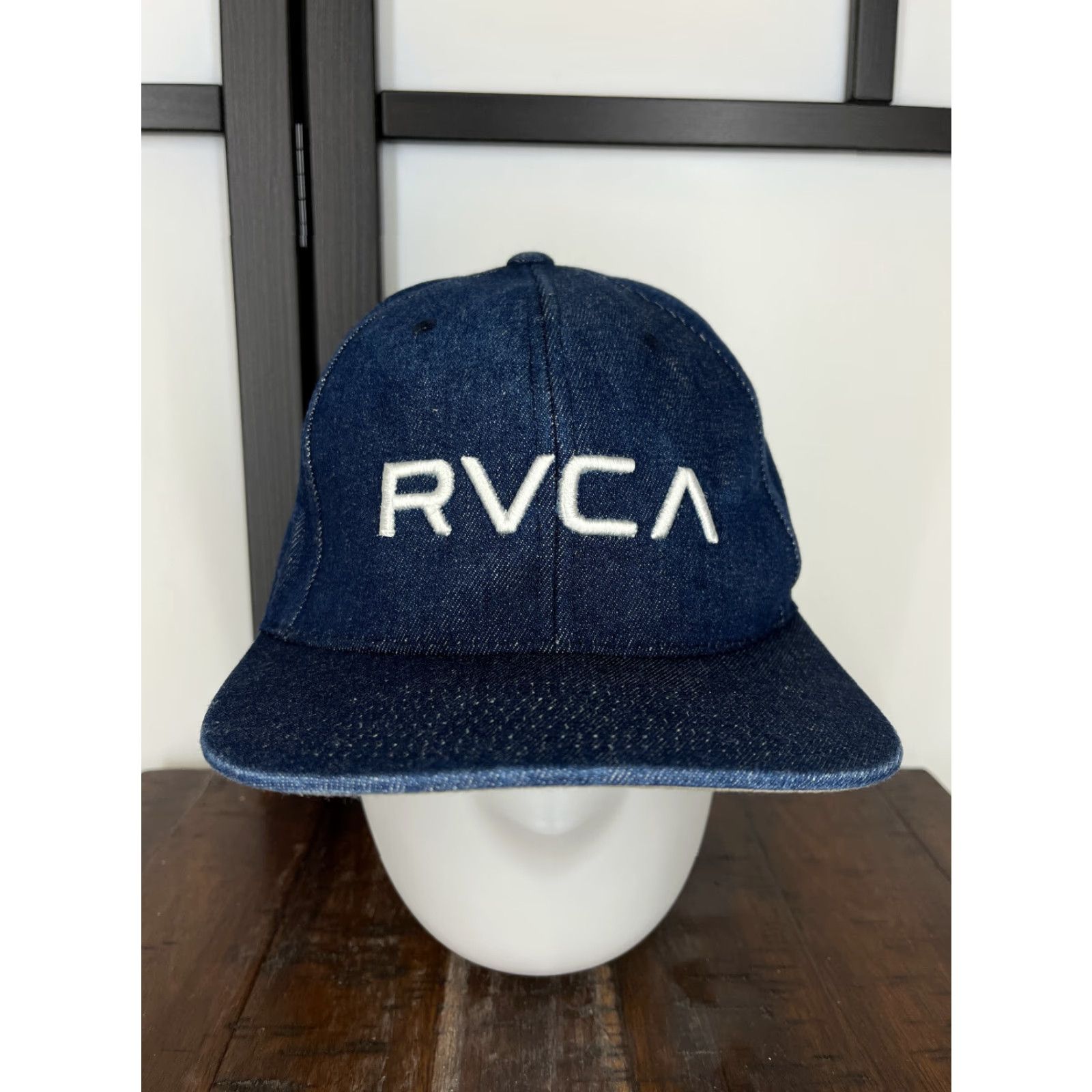 RVCA RVCA Hat Cap Snap Back Adult One Size Blue Denim Look Embroidered Skate Beach Men's Casual Adjustable 90s Theme Size ONE SIZE - 2 Thumbnail