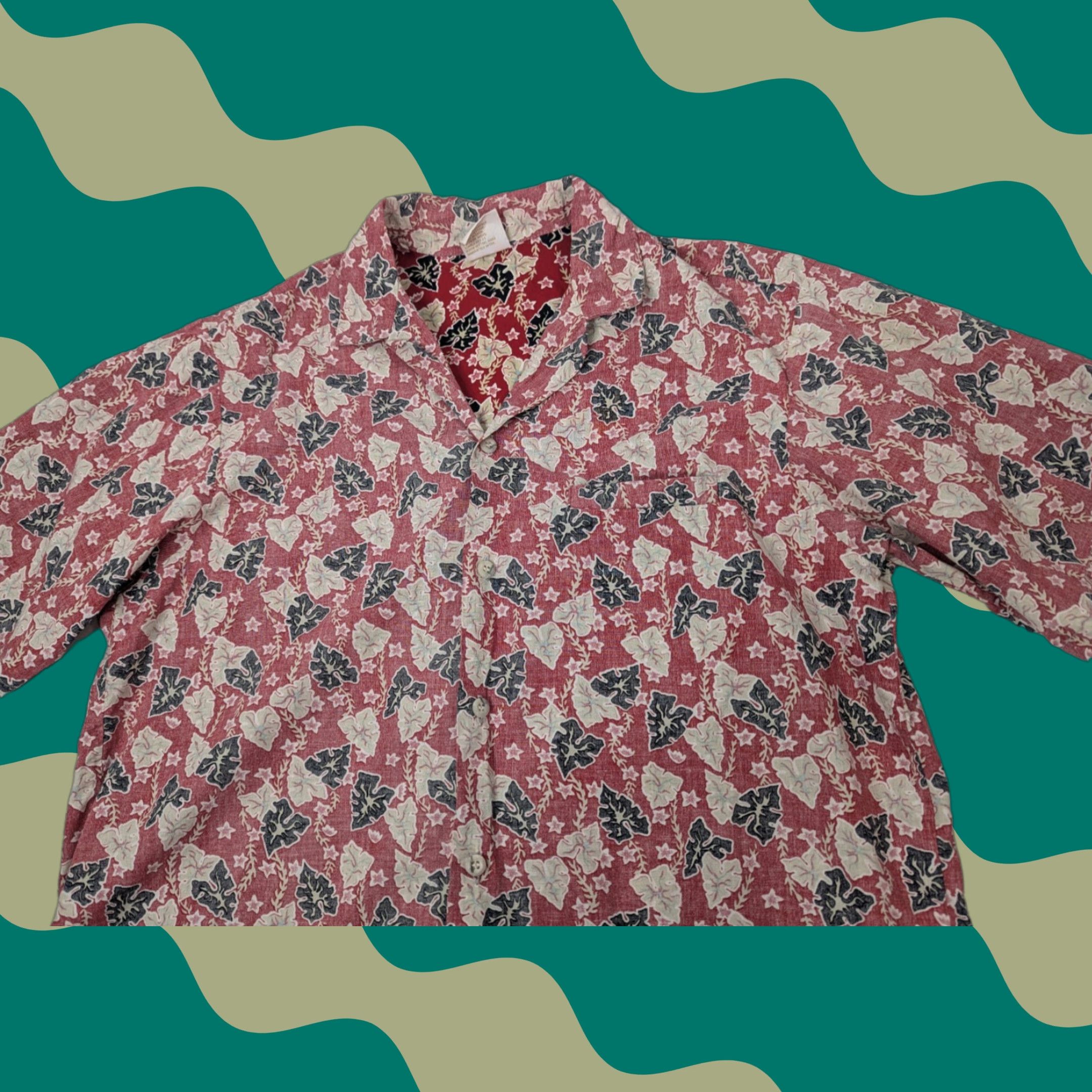 Vivobarefoot VTG Go Barefoot Camp Collar Shirt Men's L Red Hawaiian Aloha Reverse Leaf Floral Button-Up Casual Vintage Size US L / EU 52-54 / 3 - 1 Thumbnail