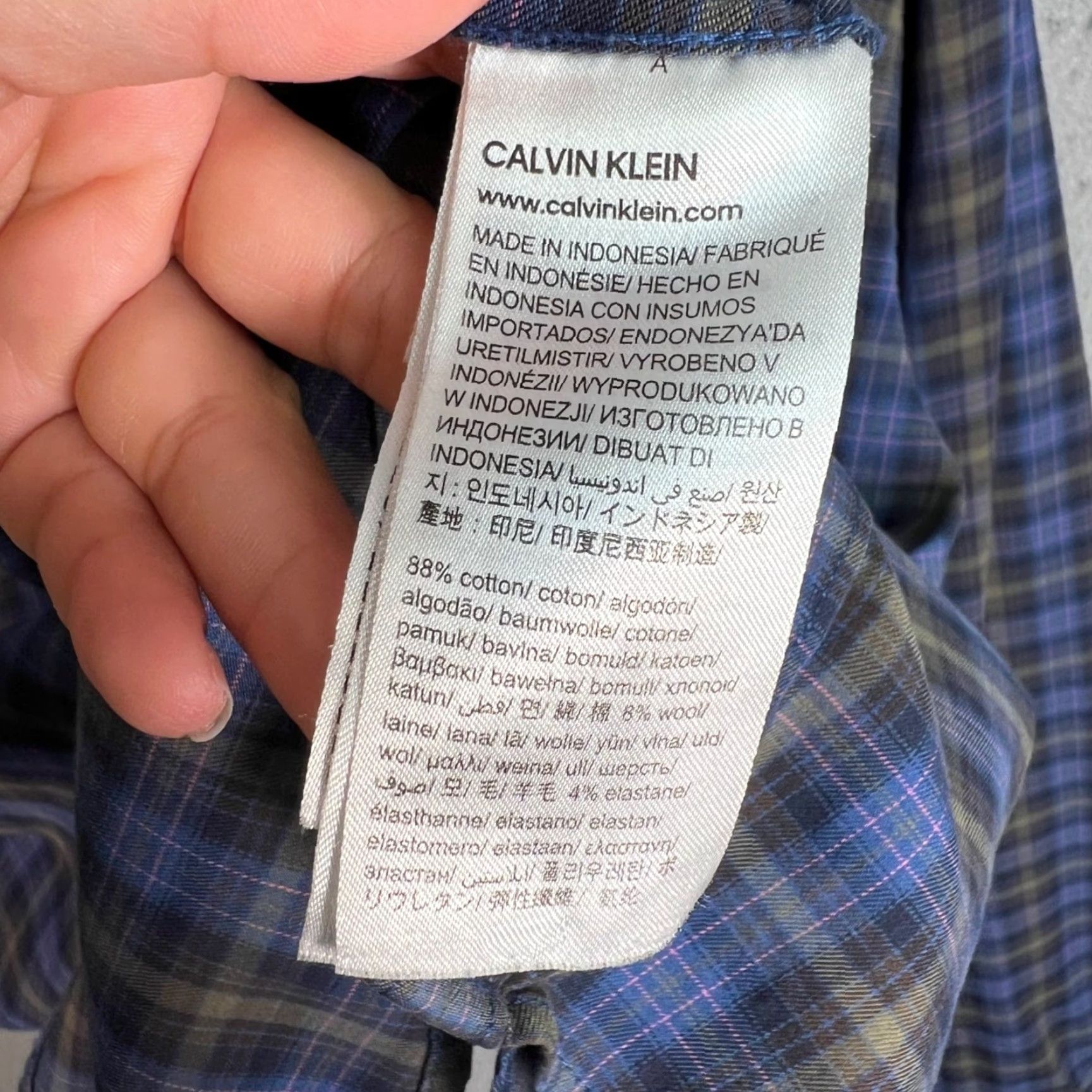 Calvin Klein Calvin Klein Mens Shirt 2XL Button-Up Plaid Long Sleeve Blue Brown, Regular Fit, Cotton Blend, Casual, Classic Theme, All Seasons, Mens Size US XXL / EU 58 / 5 - 4 Thumbnail