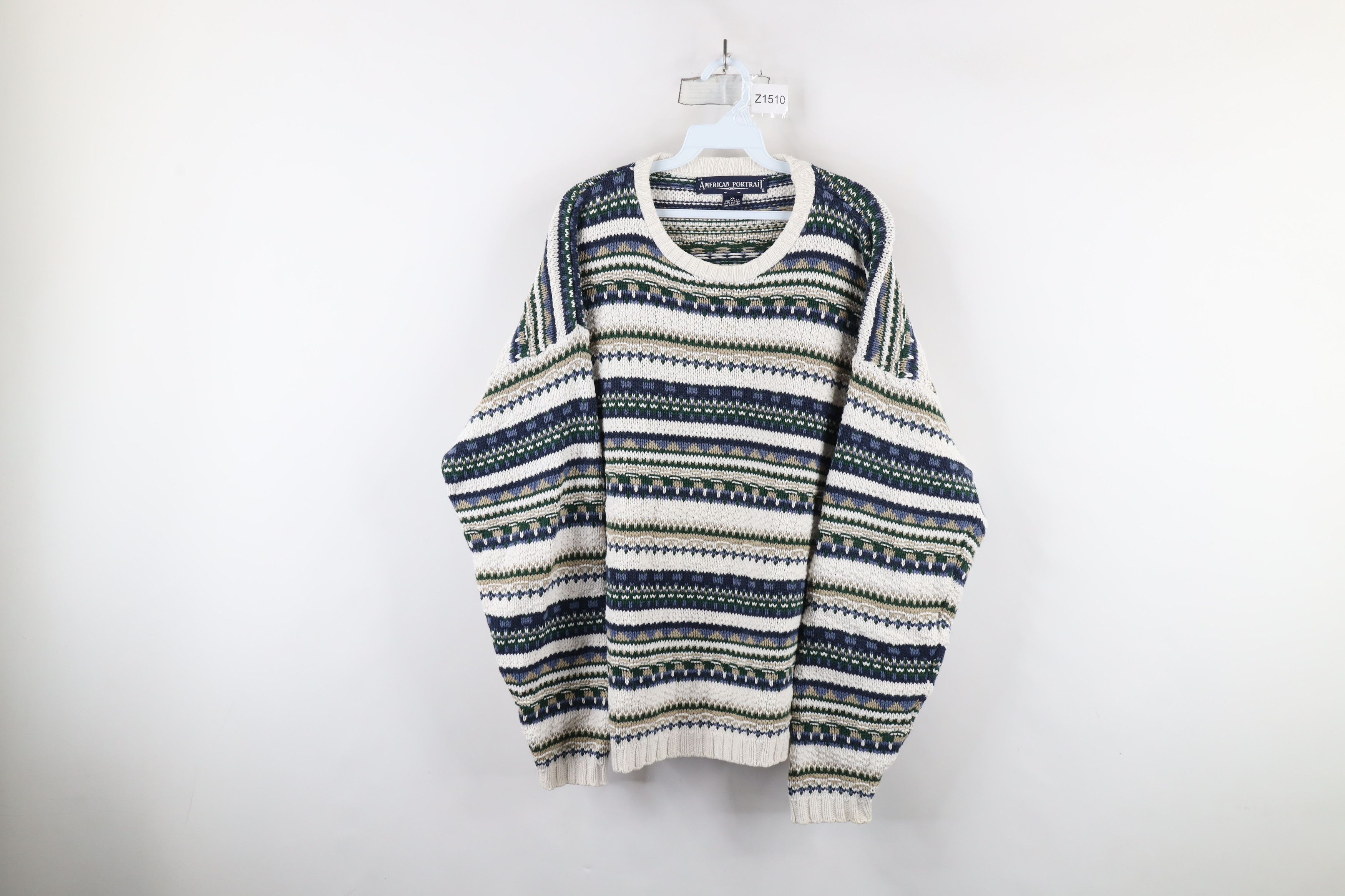 Vintage Vintage 90s Streetwear Knit Fair Isle Crewneck Sweater USA Size US XL / EU 56 / 4 - 1 Thumbnail