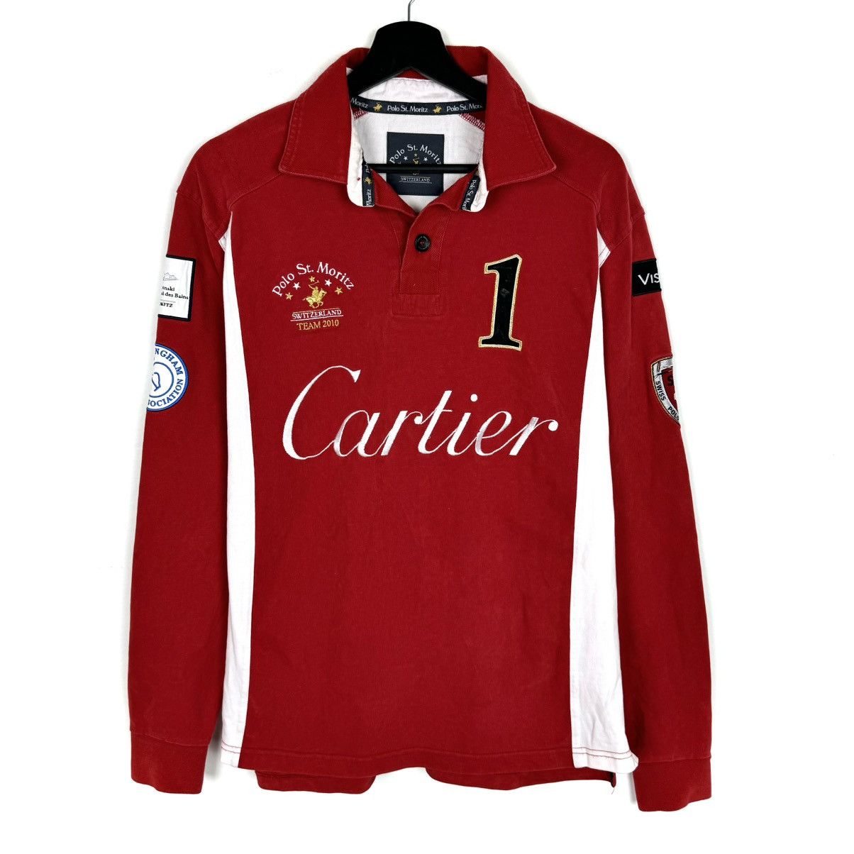 image of Cartier 1 Polo Long Sleeve Vintage in Red, Men's (Size Small)
