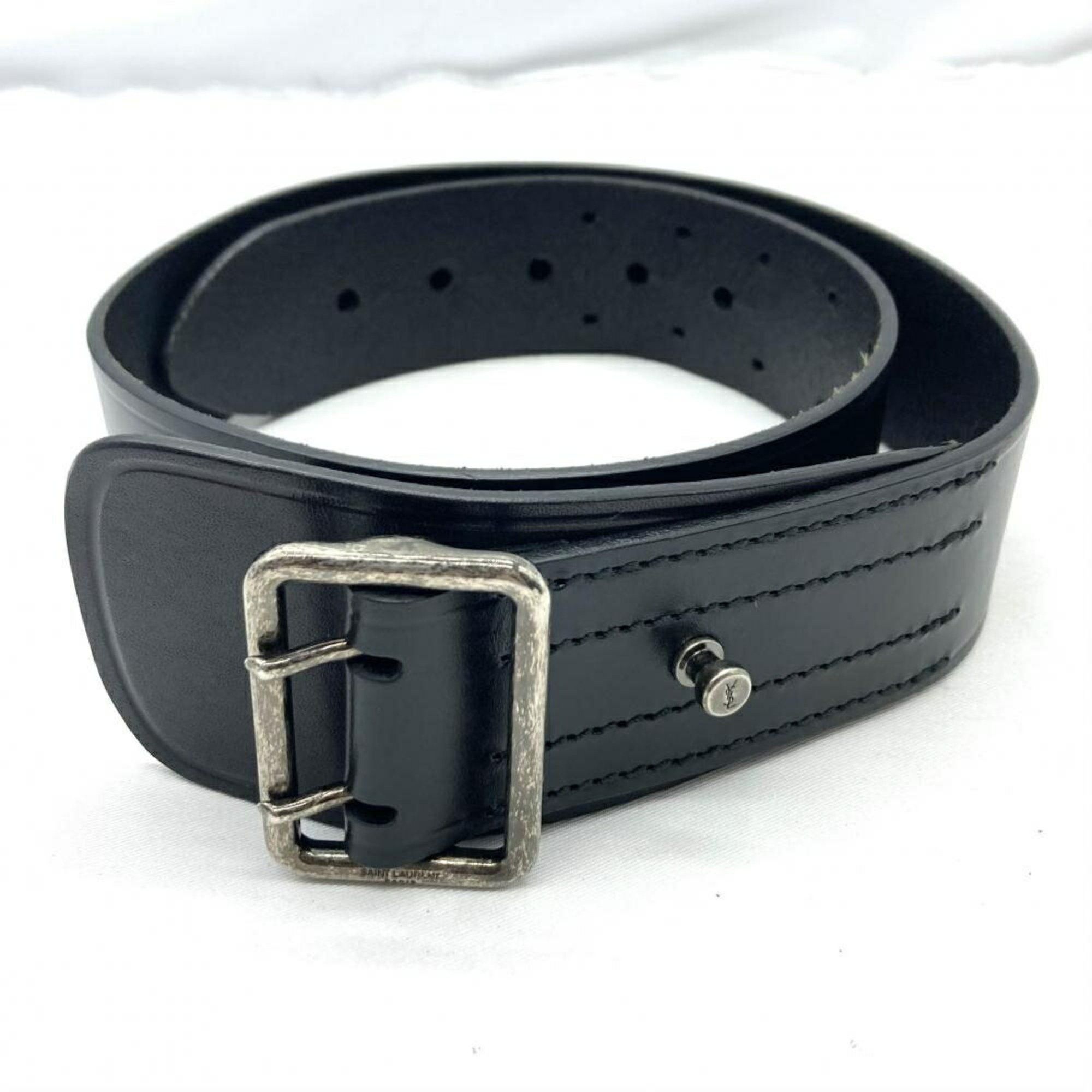 Yves Saint Laurent Yves Saint Laurent Leather Belt Black Size ONE SIZE - 1 Thumbnail
