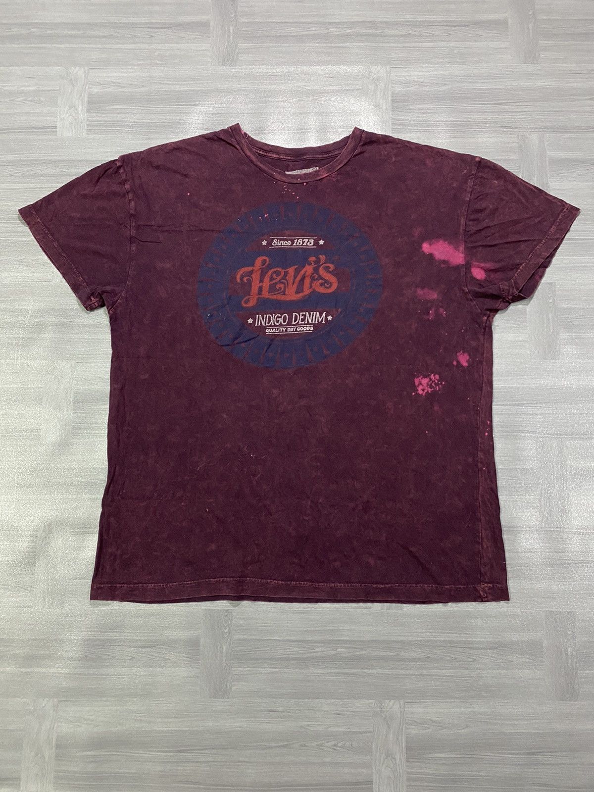 Levi's Levi’s Indigo Denim Distressed Short Sleeve Purple T-Shirt Size US XL / EU 56 / 4 - 1 Thumbnail