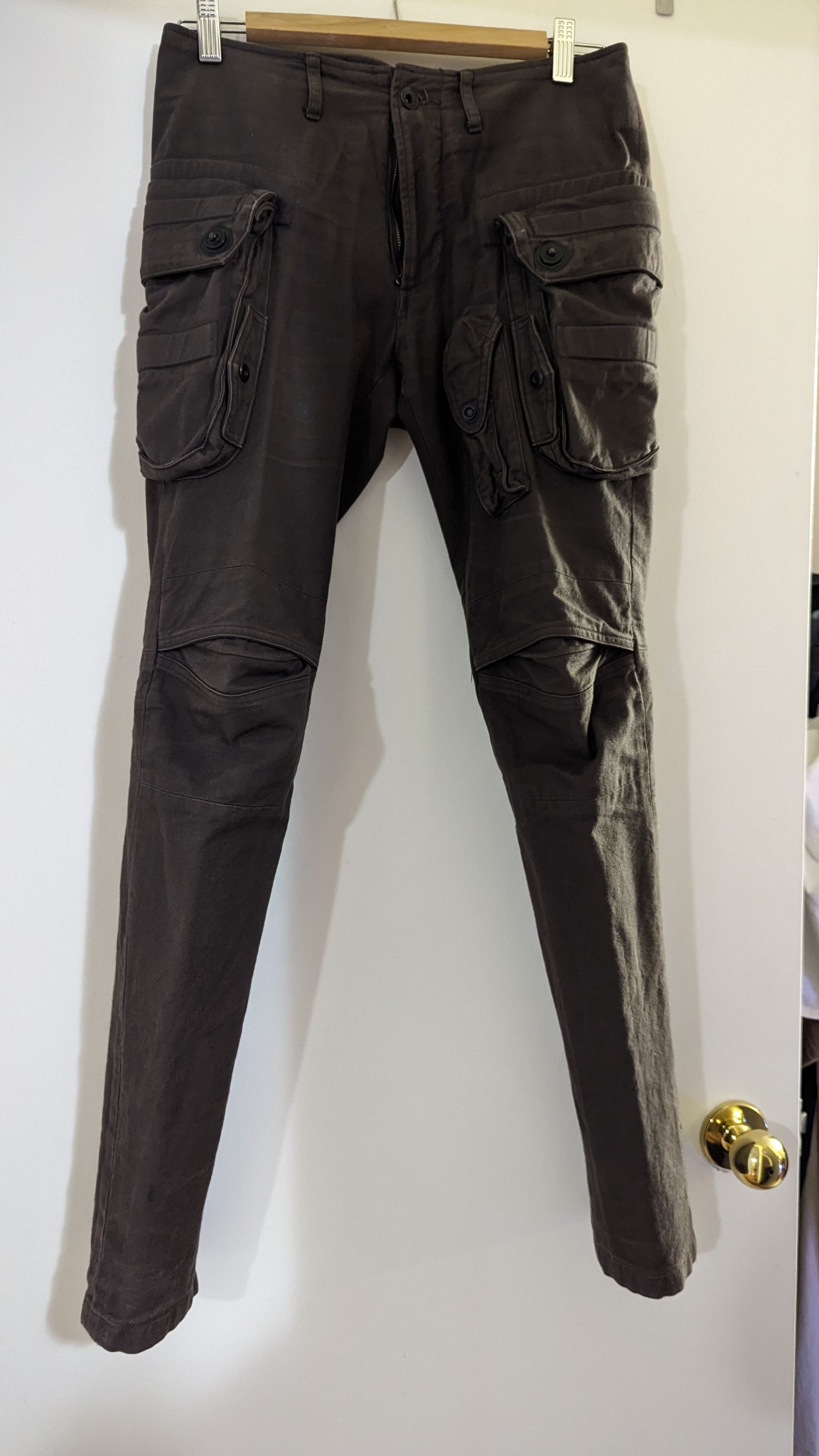 image of Julius Fw10 Goth_Ik Skinny Gasmask Cargo in Brown, Men's (Size 28)