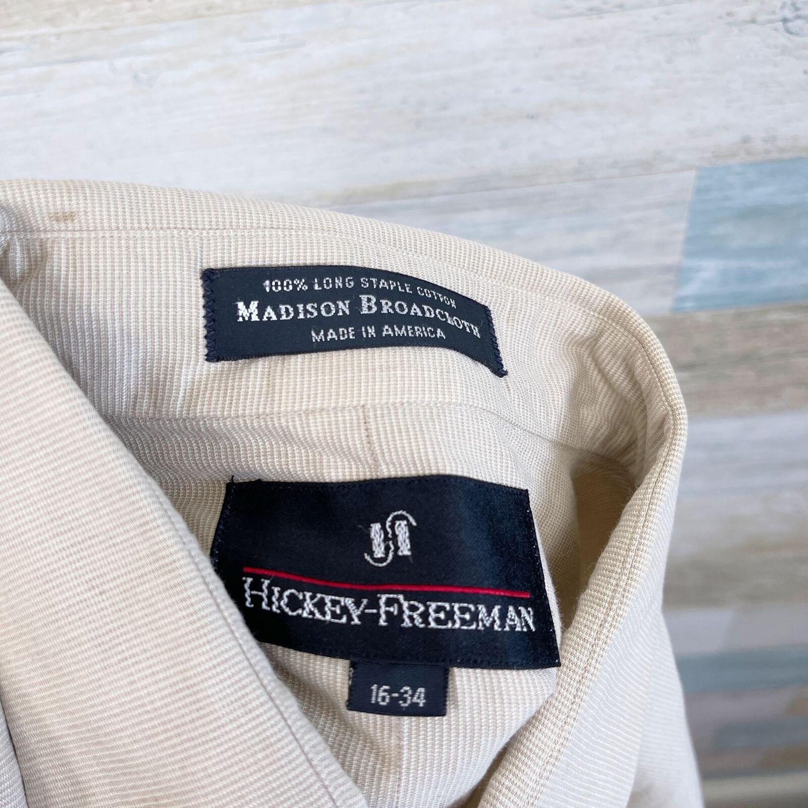 Hickey Freeman Hickey Freeman Spread Dress Shirt Beige Button Front 16 Size US L / EU 52-54 / 3 - 5 Thumbnail