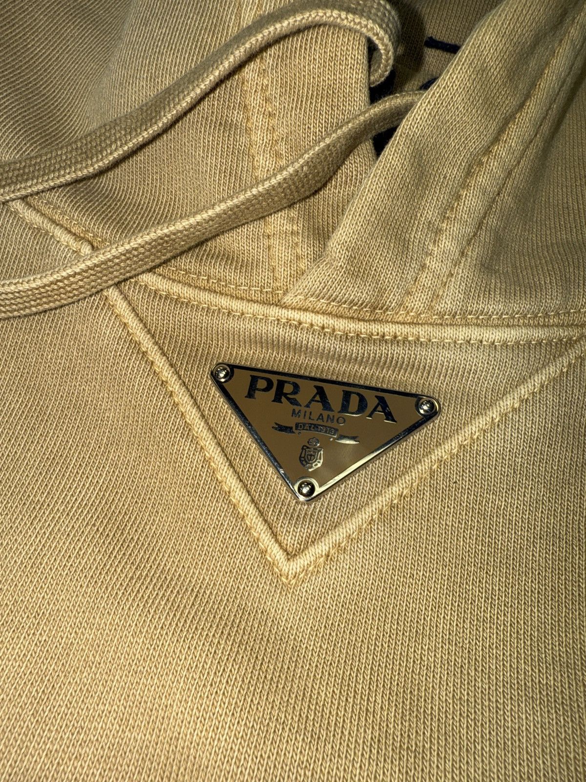 Prada Prada triangle logo hooded sweatshirt tan extra small Size US XS / EU 42 / 0 - 3 Thumbnail