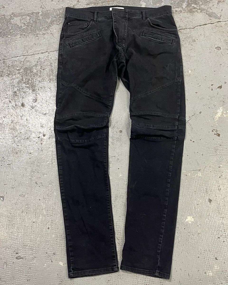 Pierre Balmain 2010s Pierre Balmain Black Biker Denim Jeans Size US 34 / EU 50 - 1 Thumbnail