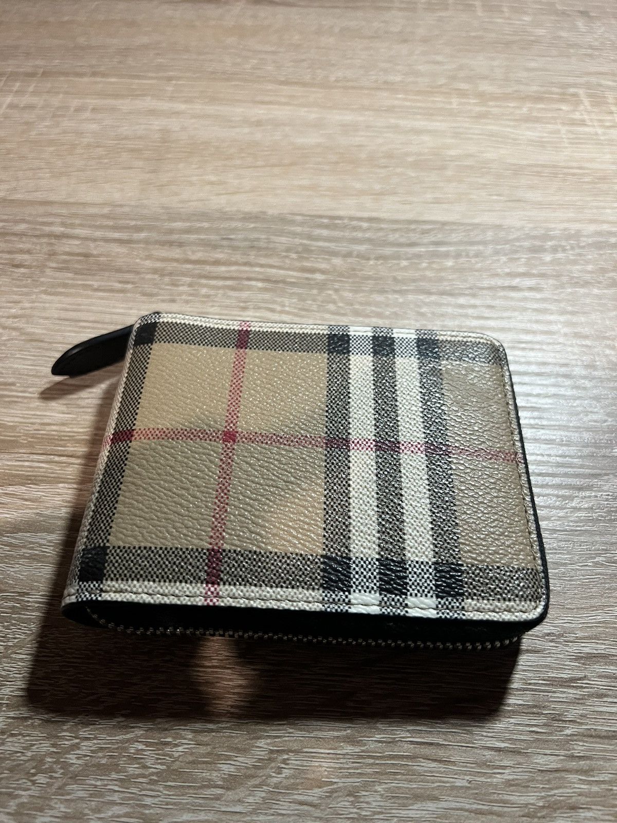 image of Burberry Check Ziparound Wallet in Archive Beige, Men's