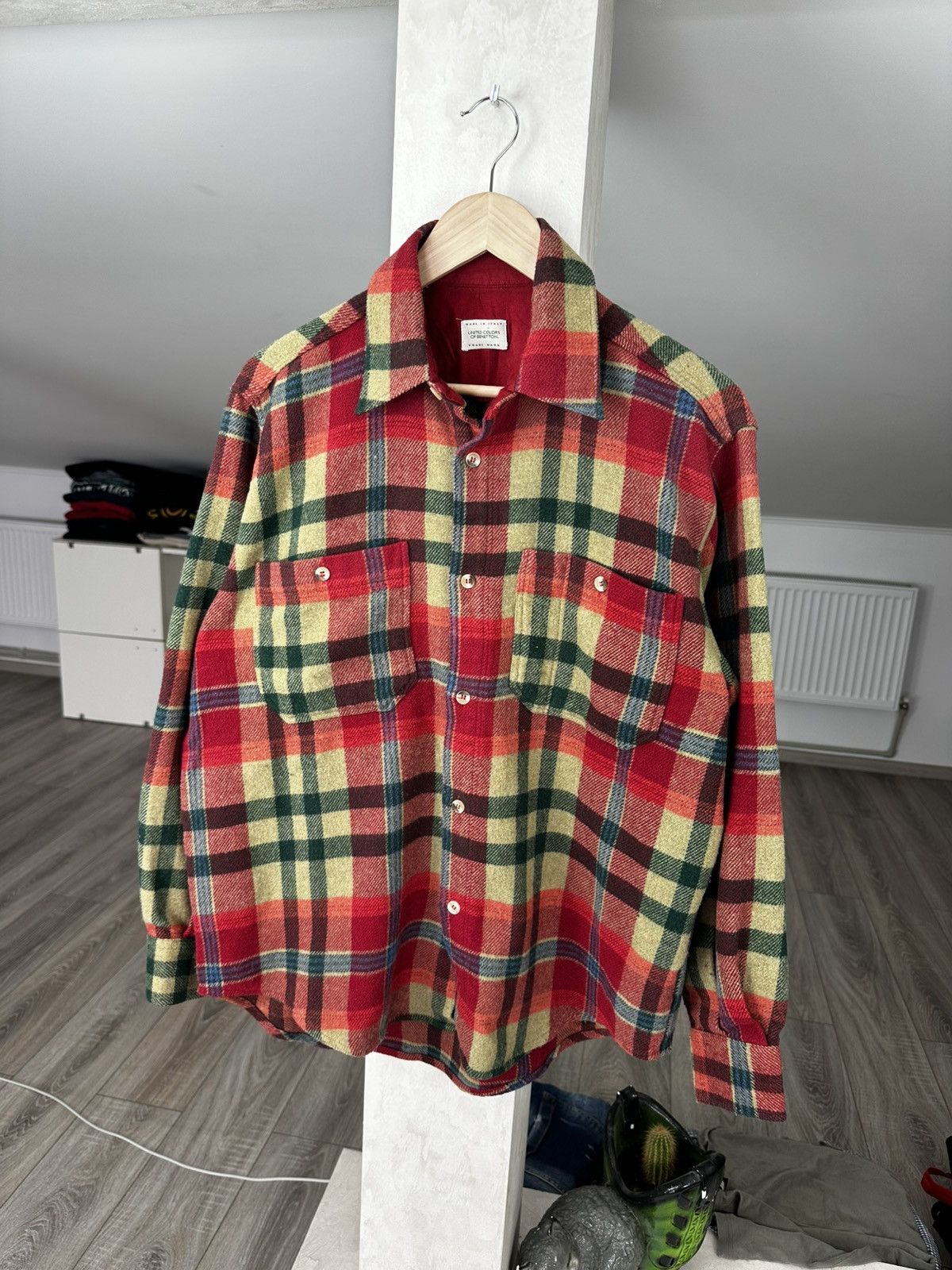 Vintage Vintage Benetton Style Wool Flannel Shirt Size US L / EU 52-54 / 3 - 1 Thumbnail