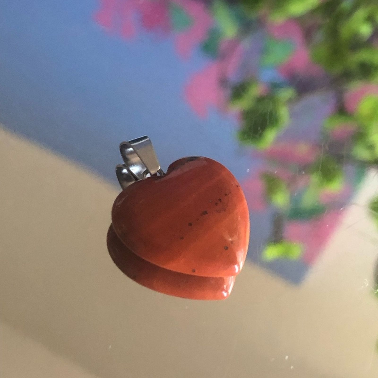 Handmade Handcrafted red jasper heart pendant on chain necklace Size ONE SIZE - 10 Thumbnail