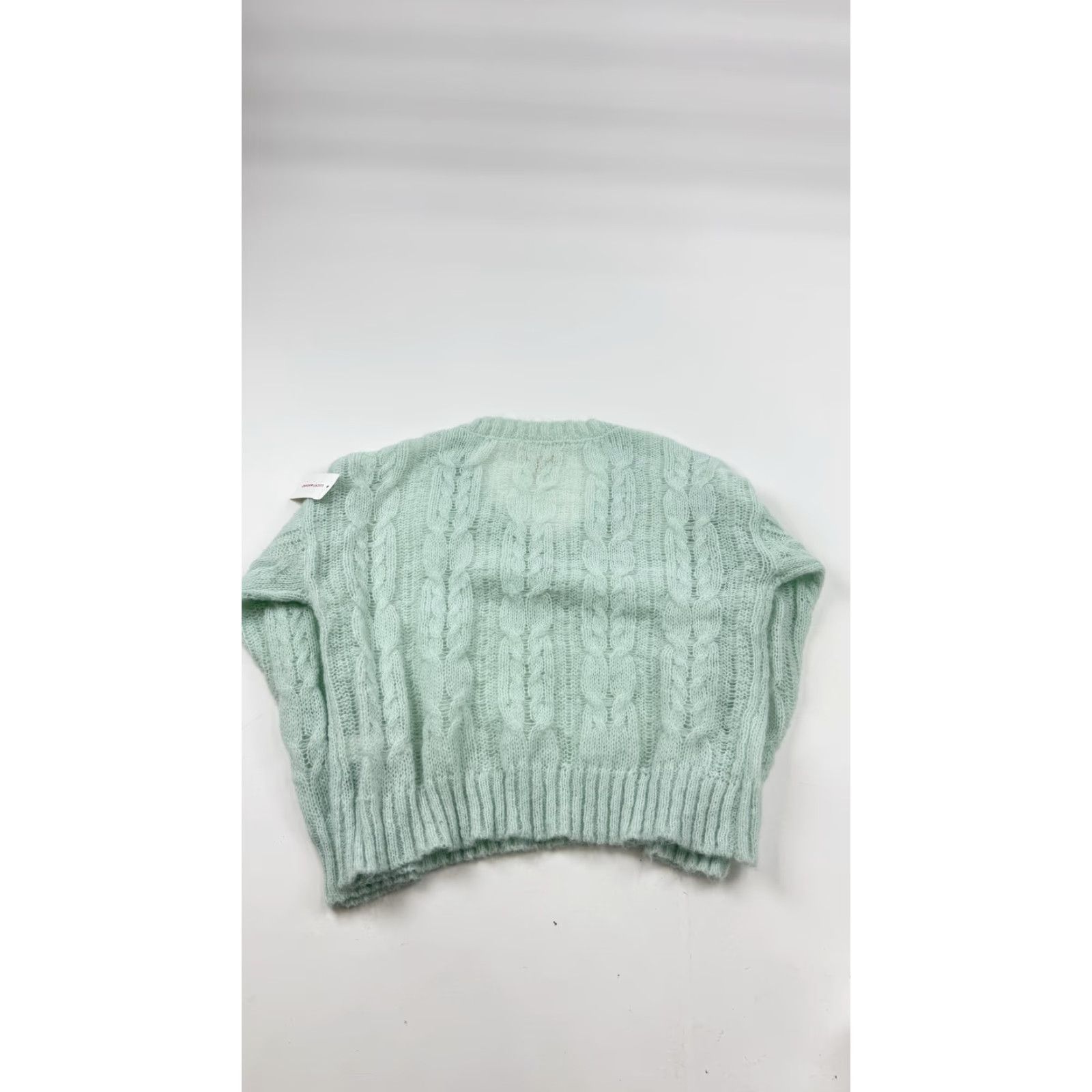 Lucky Brand Lucky Brand Sweater Womens Medium Mint Green Cable Knit Fuzzy V-Neck Soft Pullover Size M / US 6-8 / IT 42-44 - 3 Thumbnail