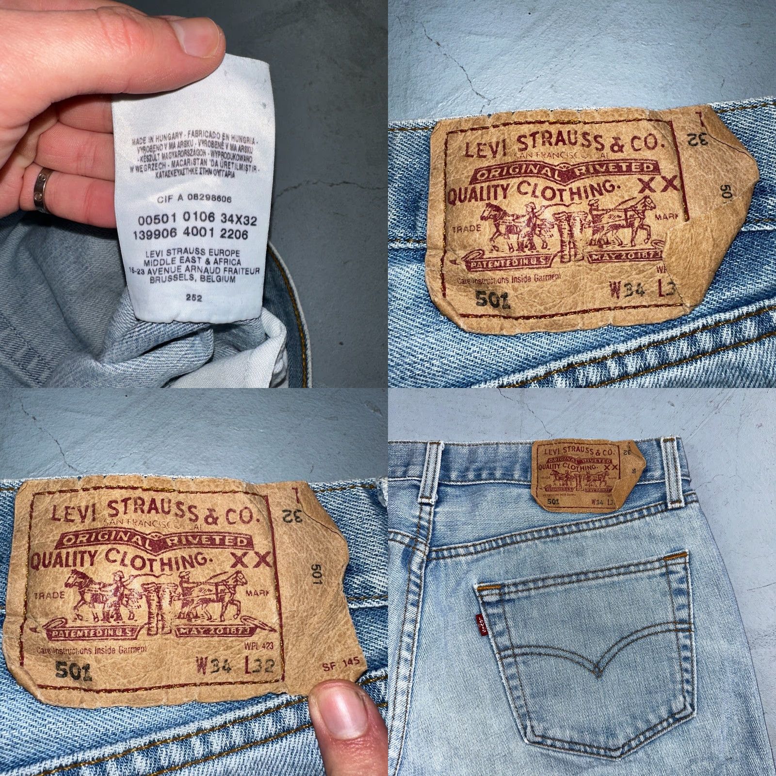 Levi's Levis 501 Vintage Y2K XX Straight Leg Jeans Blue Light Wash 34x34 Act 32x31 Jeans Men Levi's 501 Series 90s Vintage Straight Size US 34 / EU 50 - 9 Thumbnail