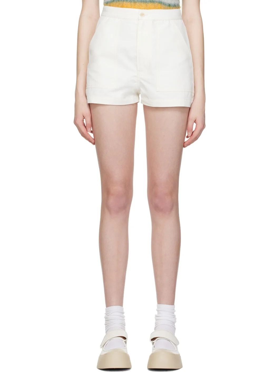 Marni o1y1125 Short in Ivory Size 25" / US 0 / IT 36 - 1 Thumbnail