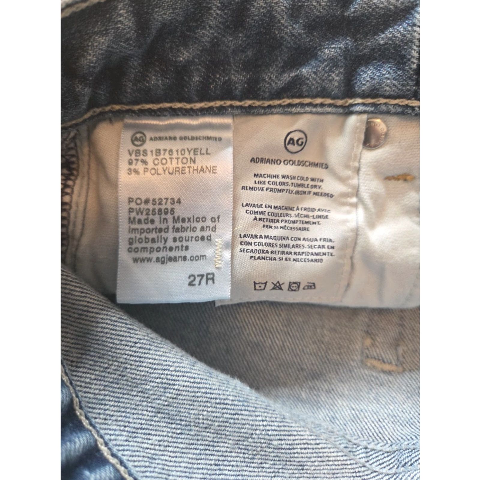 Vintage VINTAGE AG Adriano Goldschmied Women Jeans 27R Straight High Rise Contour 360 Blue Denim Slim Straight 28in Inseam 28in Size 27" / US 4 / IT 40 - 3 Thumbnail