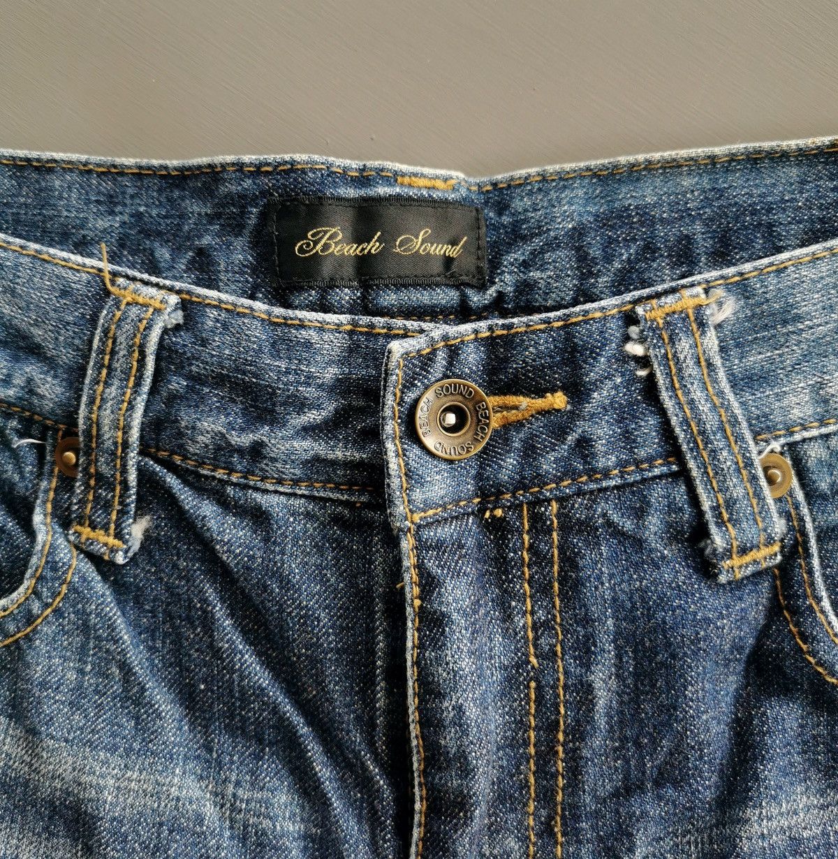 Japanese Brand Beach Sound Distressed Patchwork Reworked Jeans Size US 31 - 8 Thumbnail