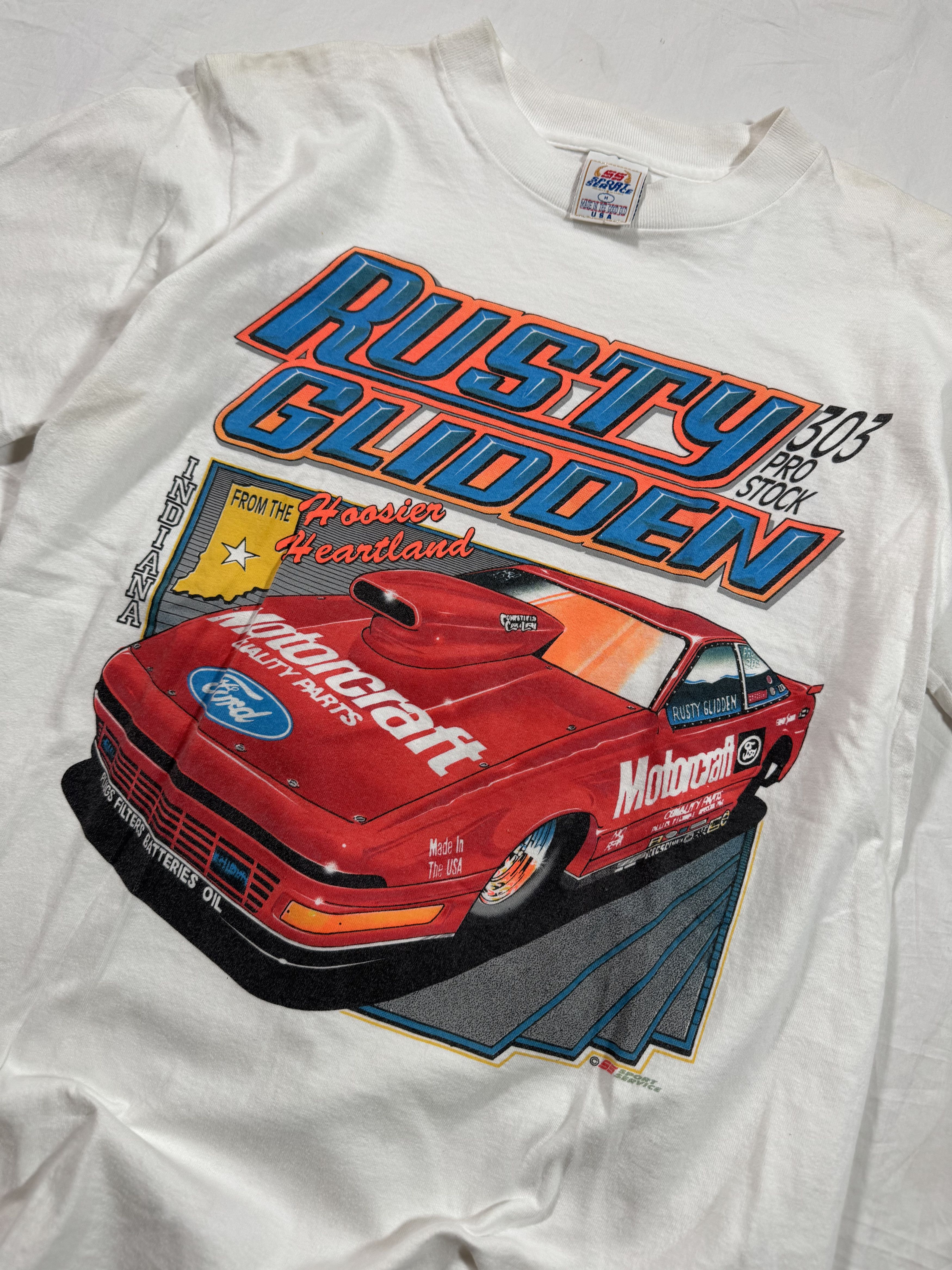 NASCAR Vintage 90s Rusty Glidden Nascar Racing Tee Single Stitch Size US M / EU 48-50 / 2 - 5 Thumbnail