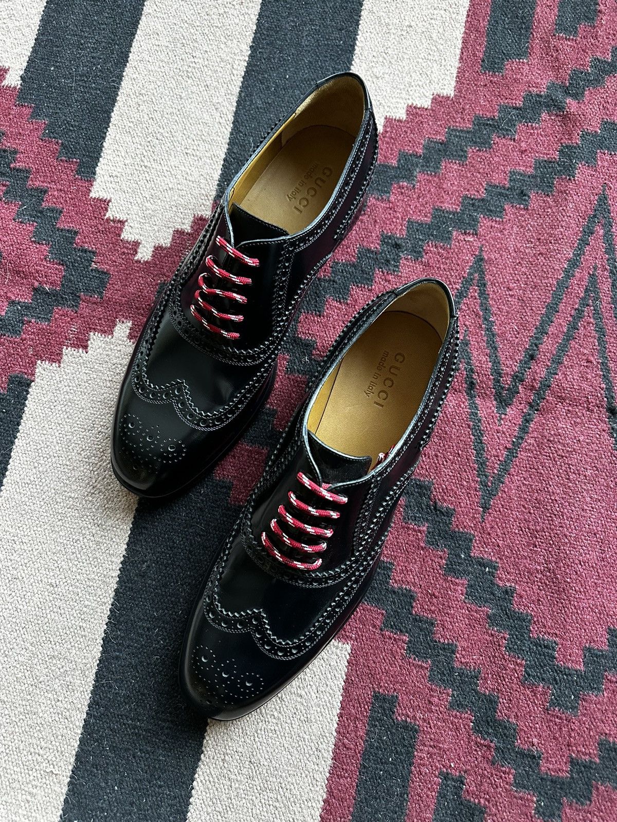 Gucci Cordovan Lux Lace-Up Leather Brogues Shoes in Black, Men's (Size 10.5)