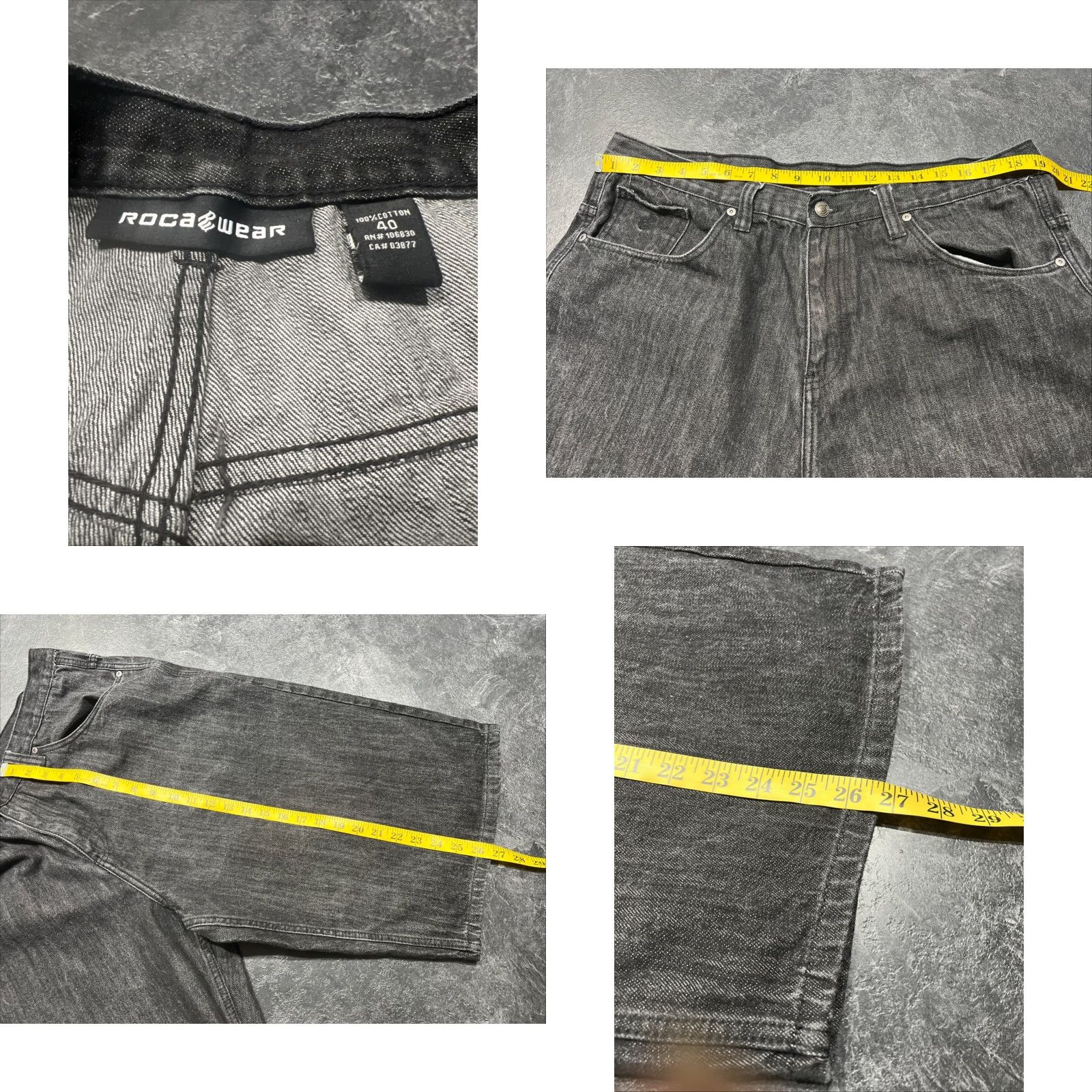 Rocawear VINTAGE Rocawear Bermuda Shorts Mens 40 Black Denim 90s Grunge Baggy Wide Leg Embroidered Cotton Polyester Casual Men Size US 40 / EU 56 - 8 Thumbnail