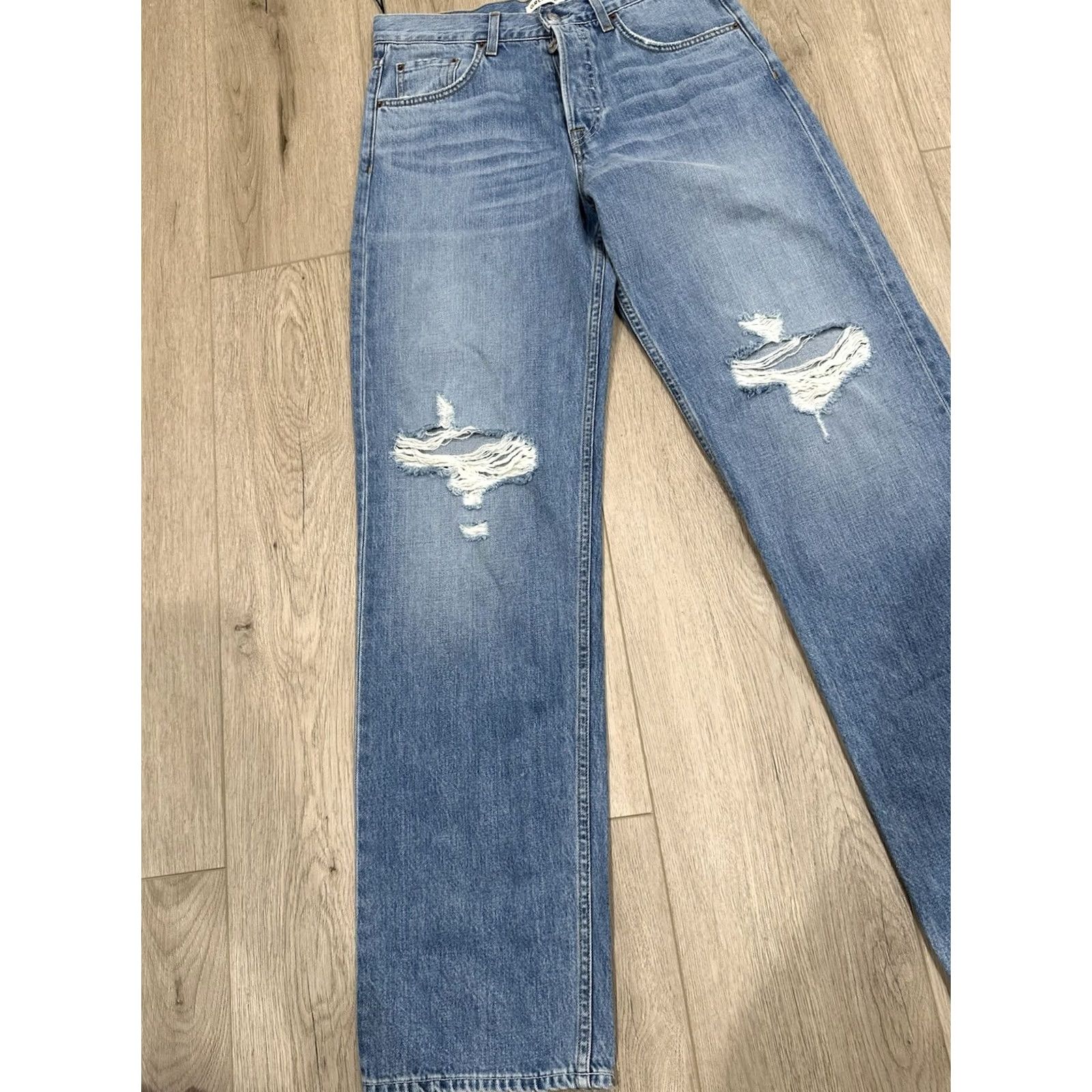 GRLFRND GRLFRND Jeans Womens 26 Bella Boyfriend Distressed Straight Leg Blue Size 26" / US 2 / IT 38 - 3 Thumbnail