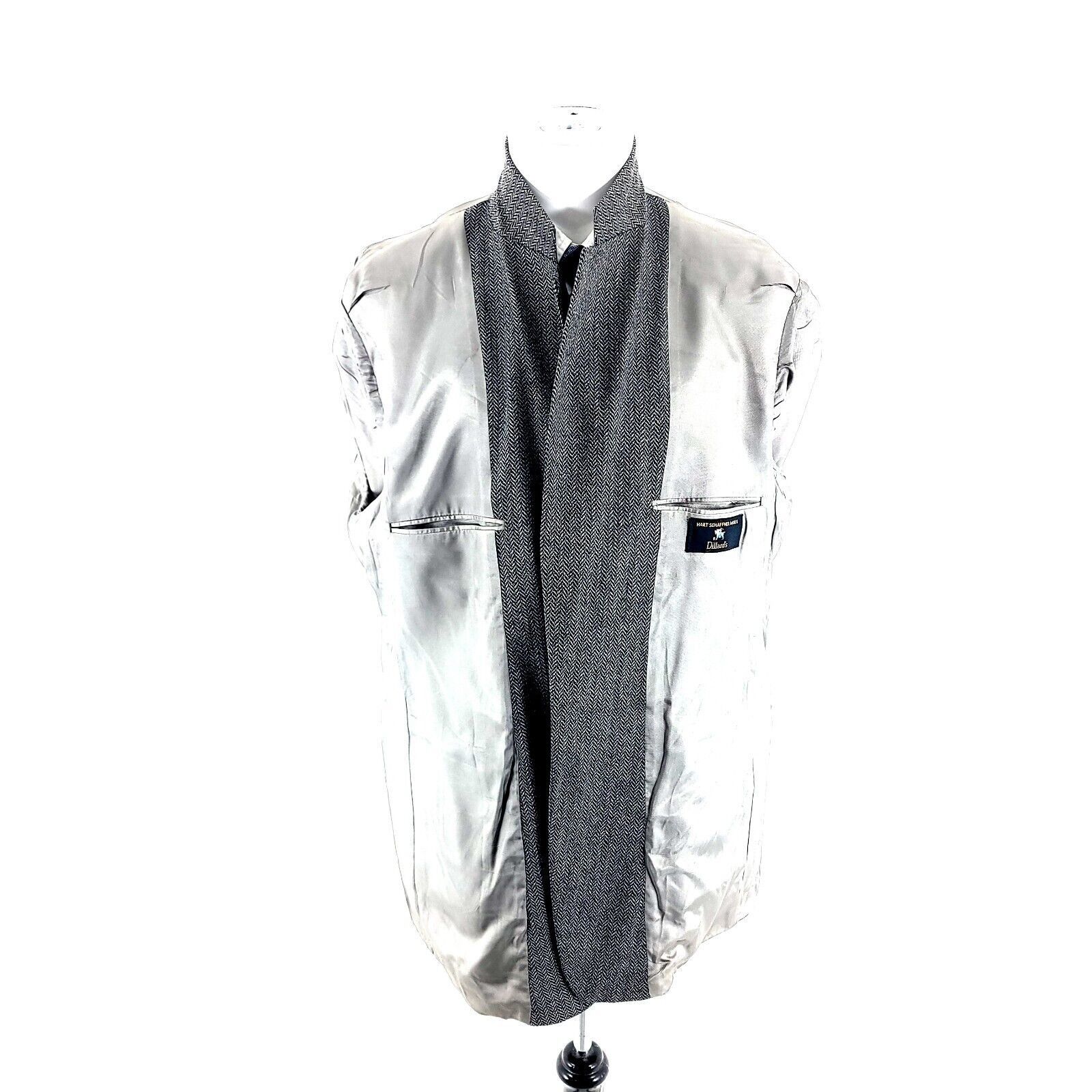 Hart Schaffner Marx Hart Schaffner Marx Tweed Wool 2 Button Sport Coat 44R Gray Size 44R - 9 Thumbnail