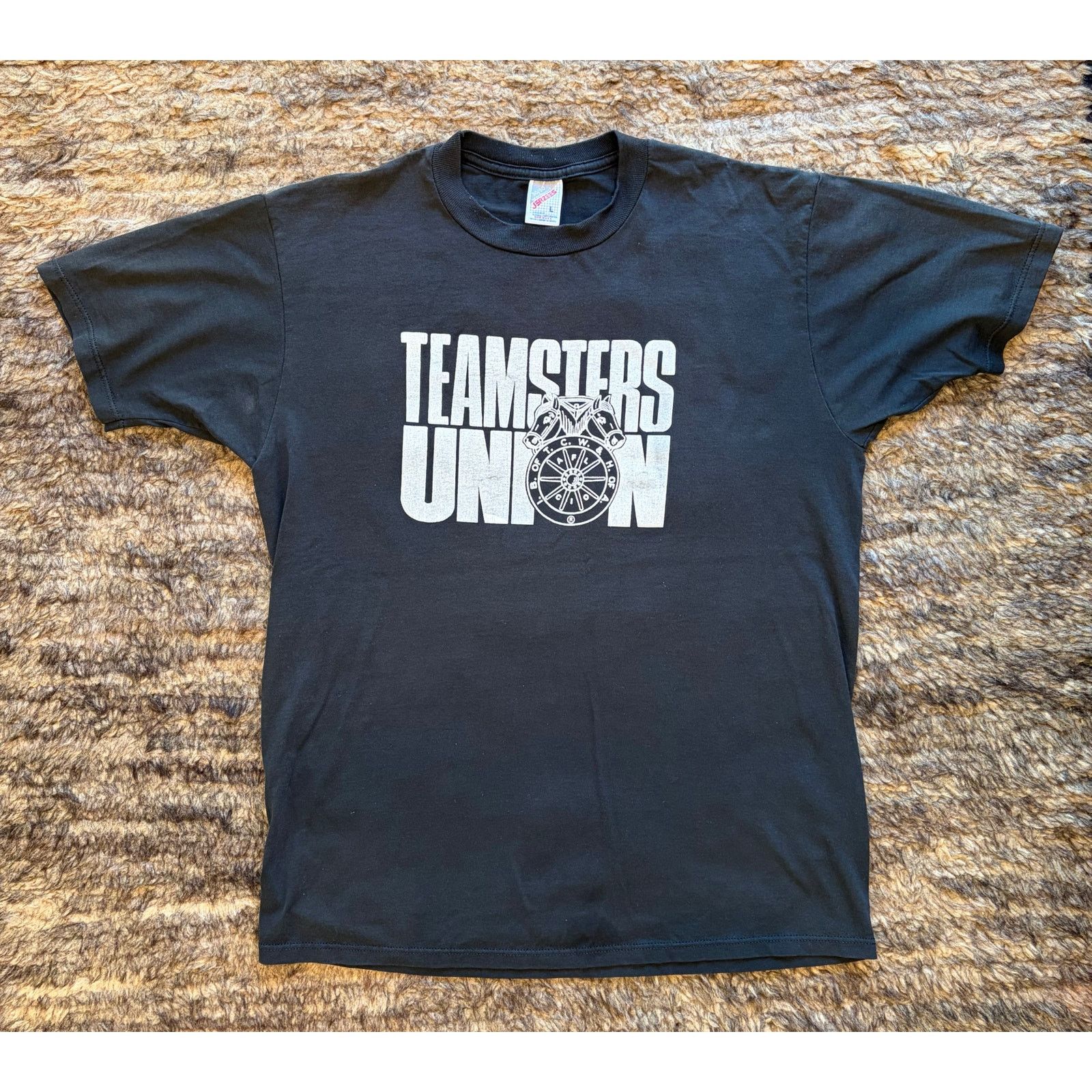 Jerzees Men’s black T-shirt teamsters union vintage black large Size US L / EU 52-54 / 3 - 1 Thumbnail