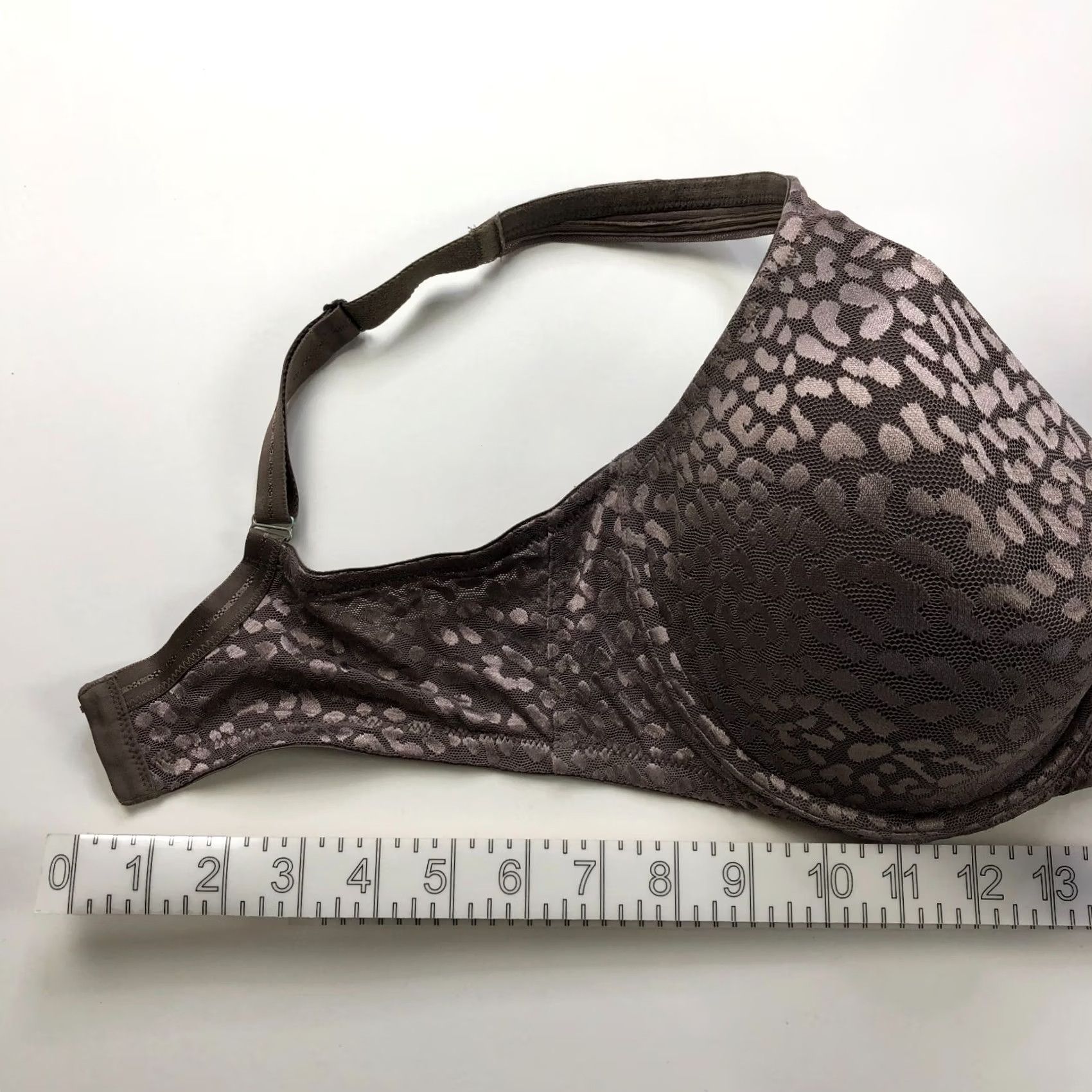 Vintage Soma Bra 38DDD Lace Padded Underwired Nylon Spandex Beige Purple Brown MINT" Size ONE SIZE - 3 Thumbnail