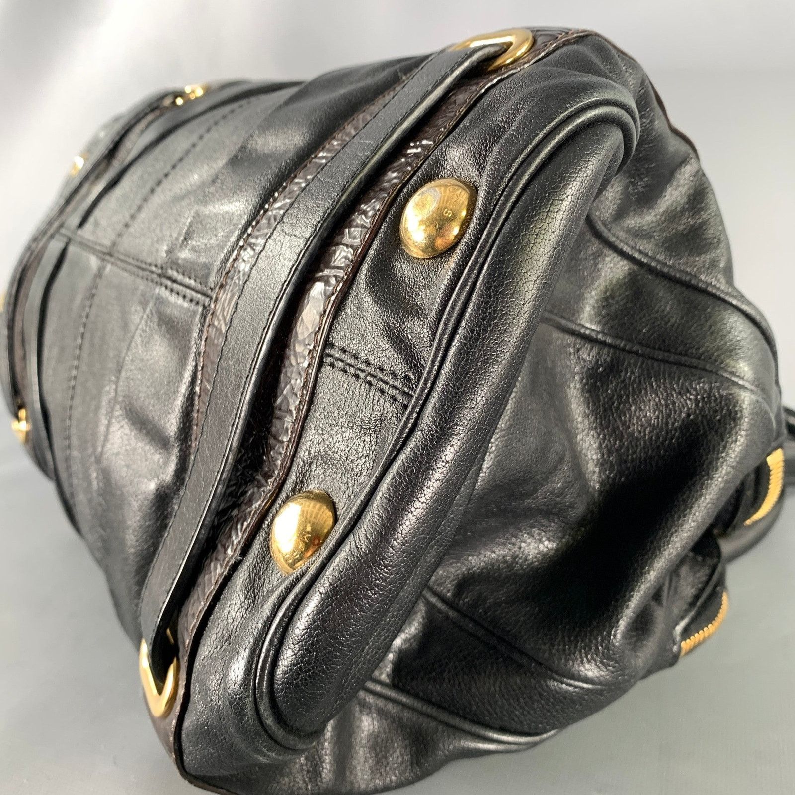 Marc Jacobs MARC JACOBS Black Brown Leather Satchel top Handles Handbag Size ONE SIZE - 7 Thumbnail
