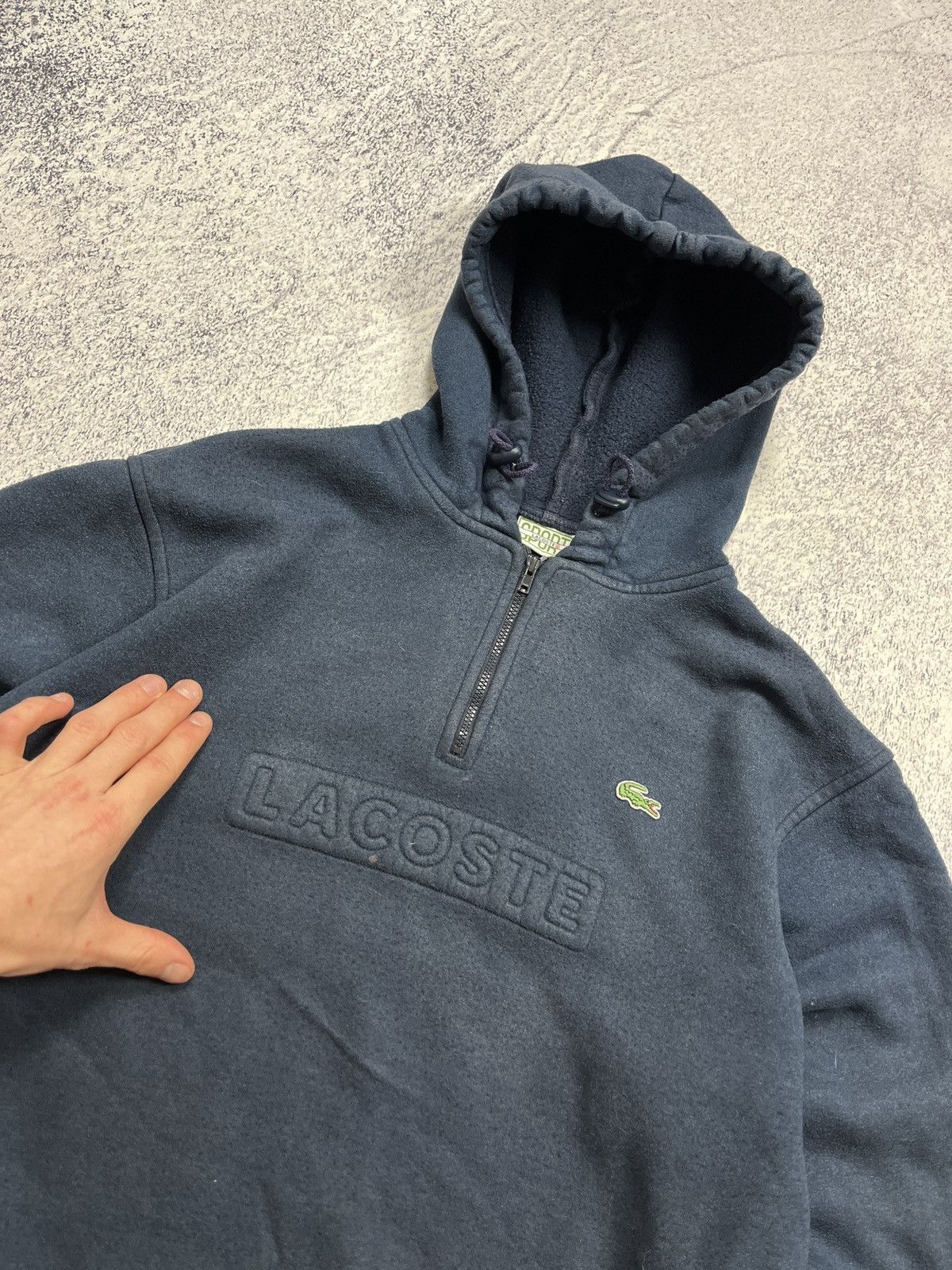 Lacoste × Vintage Vintage Lacoste 1/4 Zip Hoodie Faded Big Logo Y2K Size US S / EU 44-46 / 1 - 6 Thumbnail