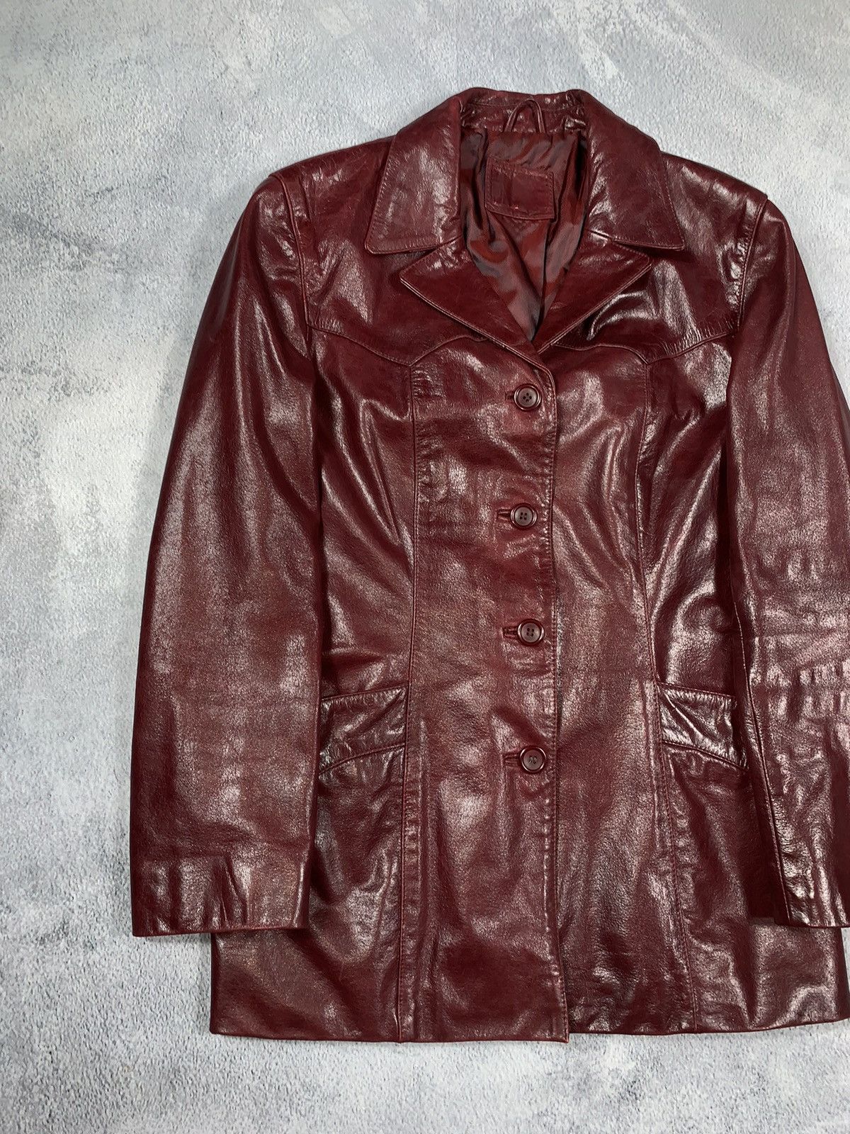 Leather × Vintage Vintage 90s Opium Elongated Leather blazer Jacket size M Size M / US 6-8 / IT 42-44 - 2 Thumbnail