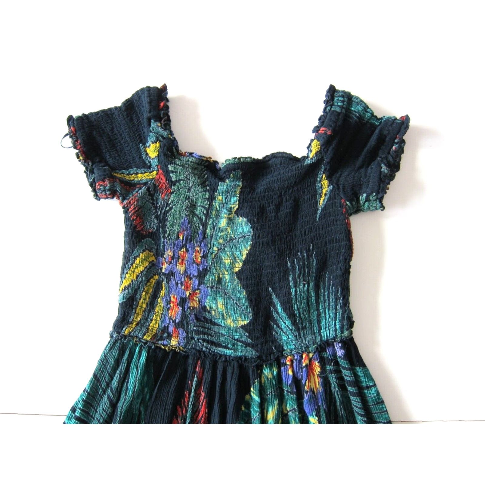 Vintage VINTAGE Patrons Of Peace 100% Rayon Green Red Yellow Floral Empire Boho Dress Small Size S / US 4 / IT 40 - 4 Thumbnail