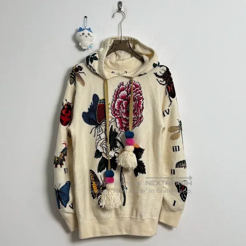 Gucci Gucci Embroidered flower butterfly catwalk knitted hoodie Size US XS / EU 42 / 0 - 1 Thumbnail