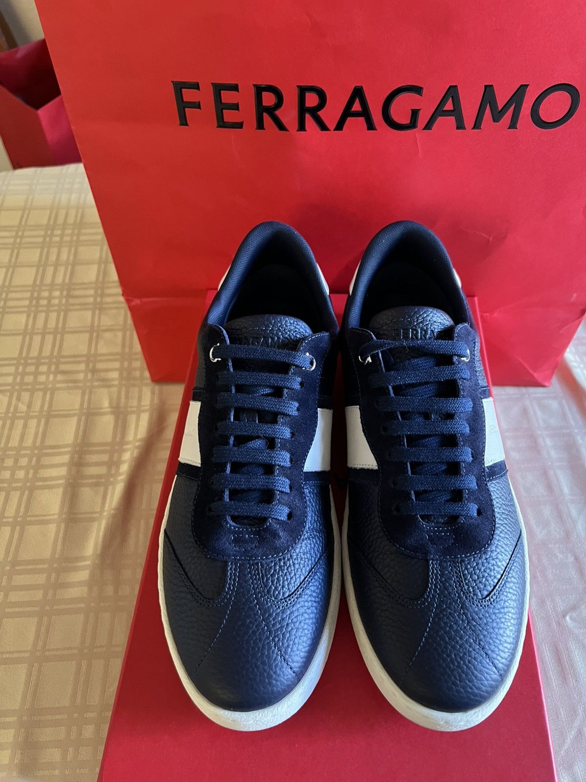 Salvatore Ferragamo Ferragamo Low top sneaker with signature Achille Blue Size US 7.5 / EU 40-41 - 10 Thumbnail